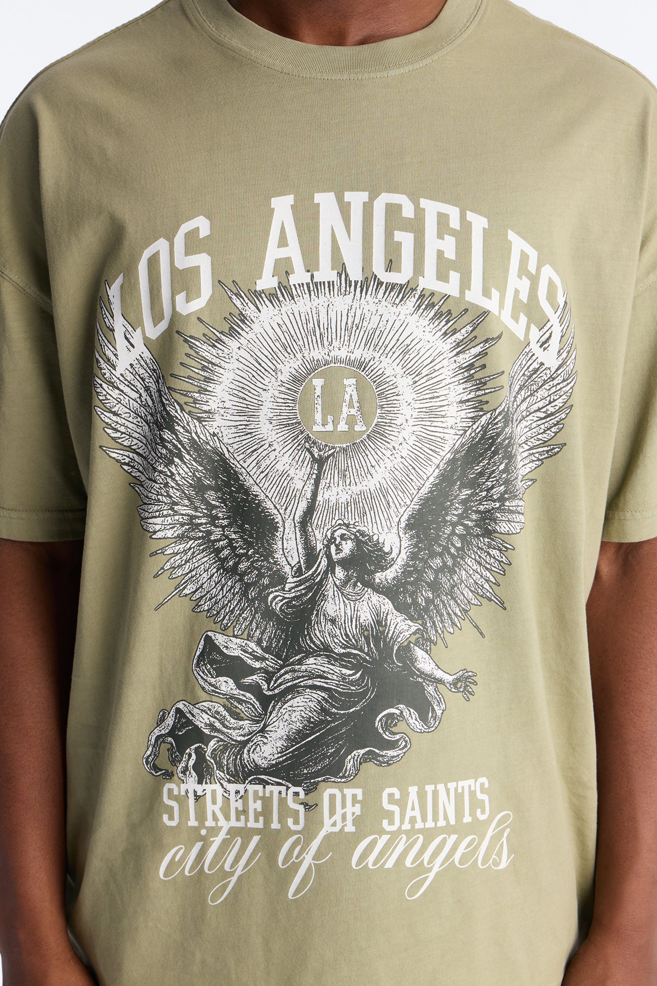 LA Street Saints Oversized Short Sleeve Tee - Olive