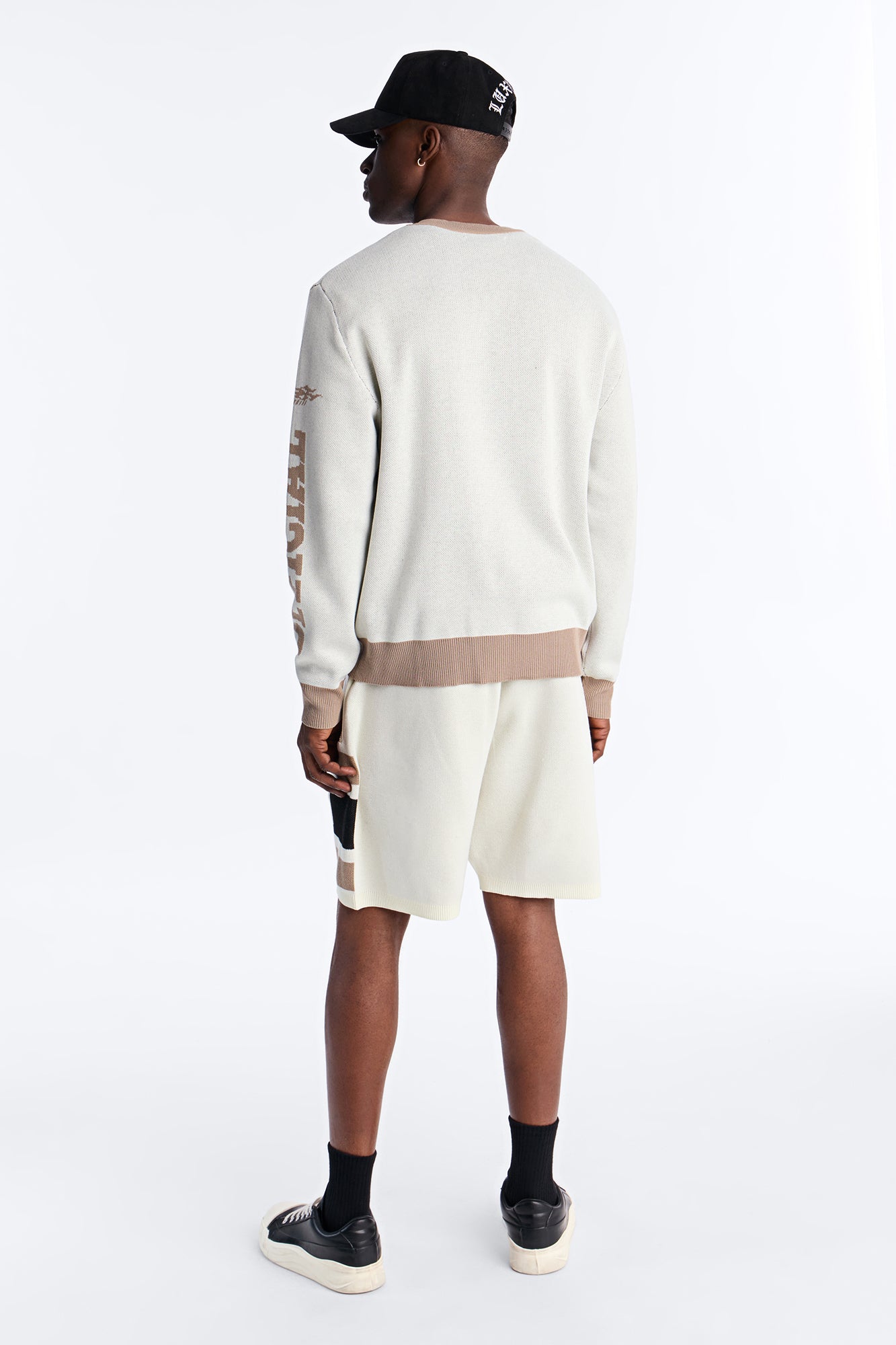 Retro Moto Stripe Sweater Short - Cream