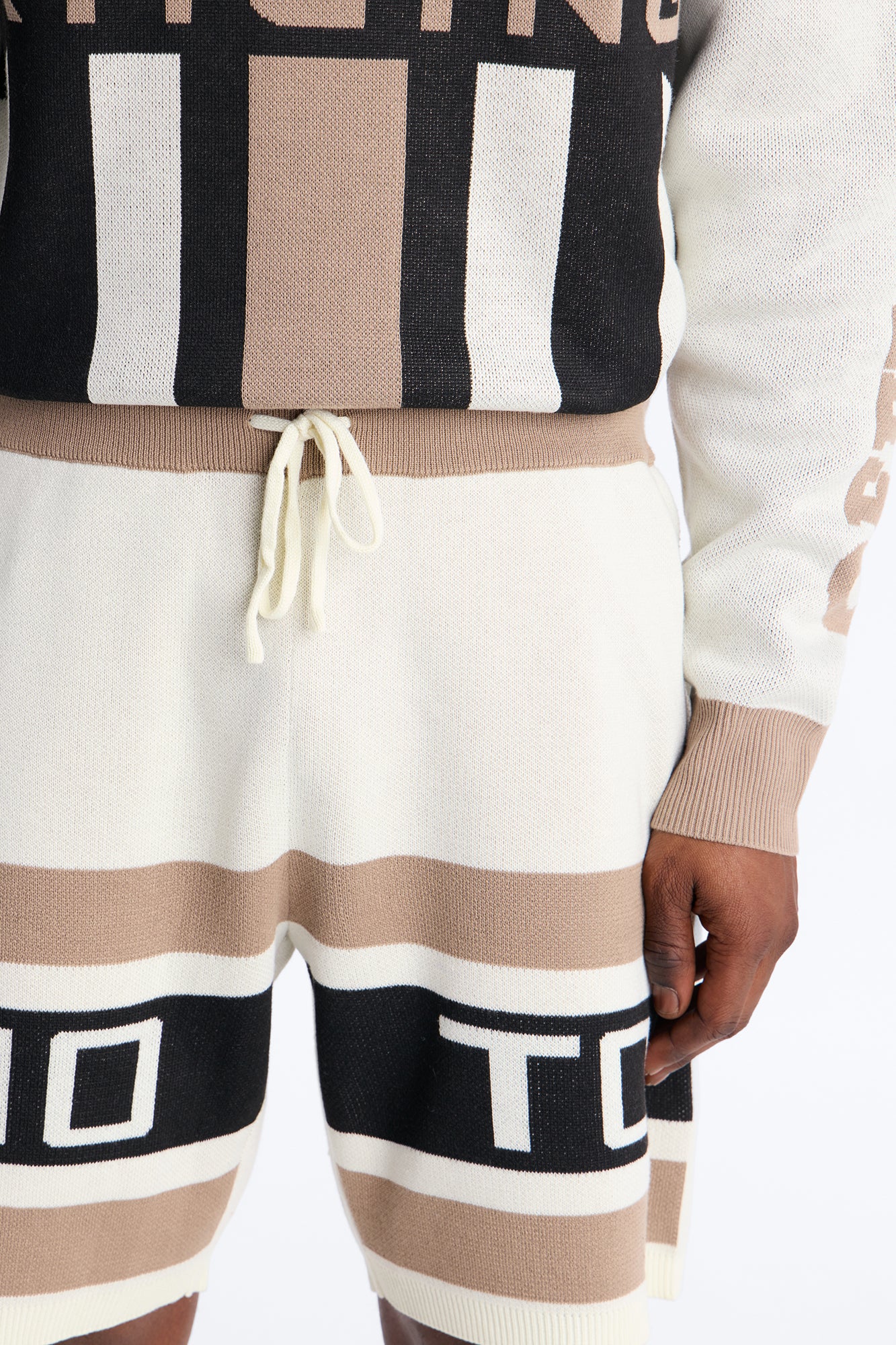 Retro Moto Stripe Sweater Short - Cream
