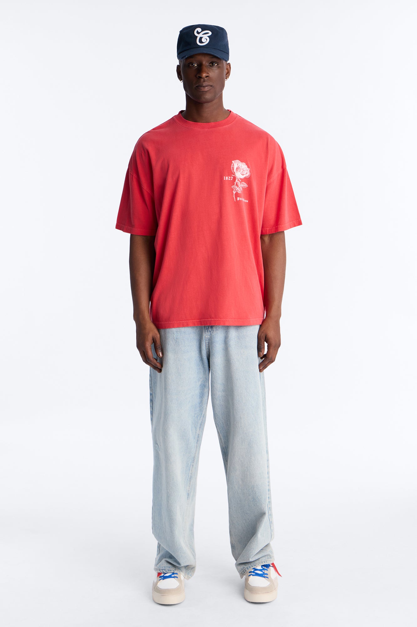 Philly Rose Oversized Short Sleeve Tee - Red