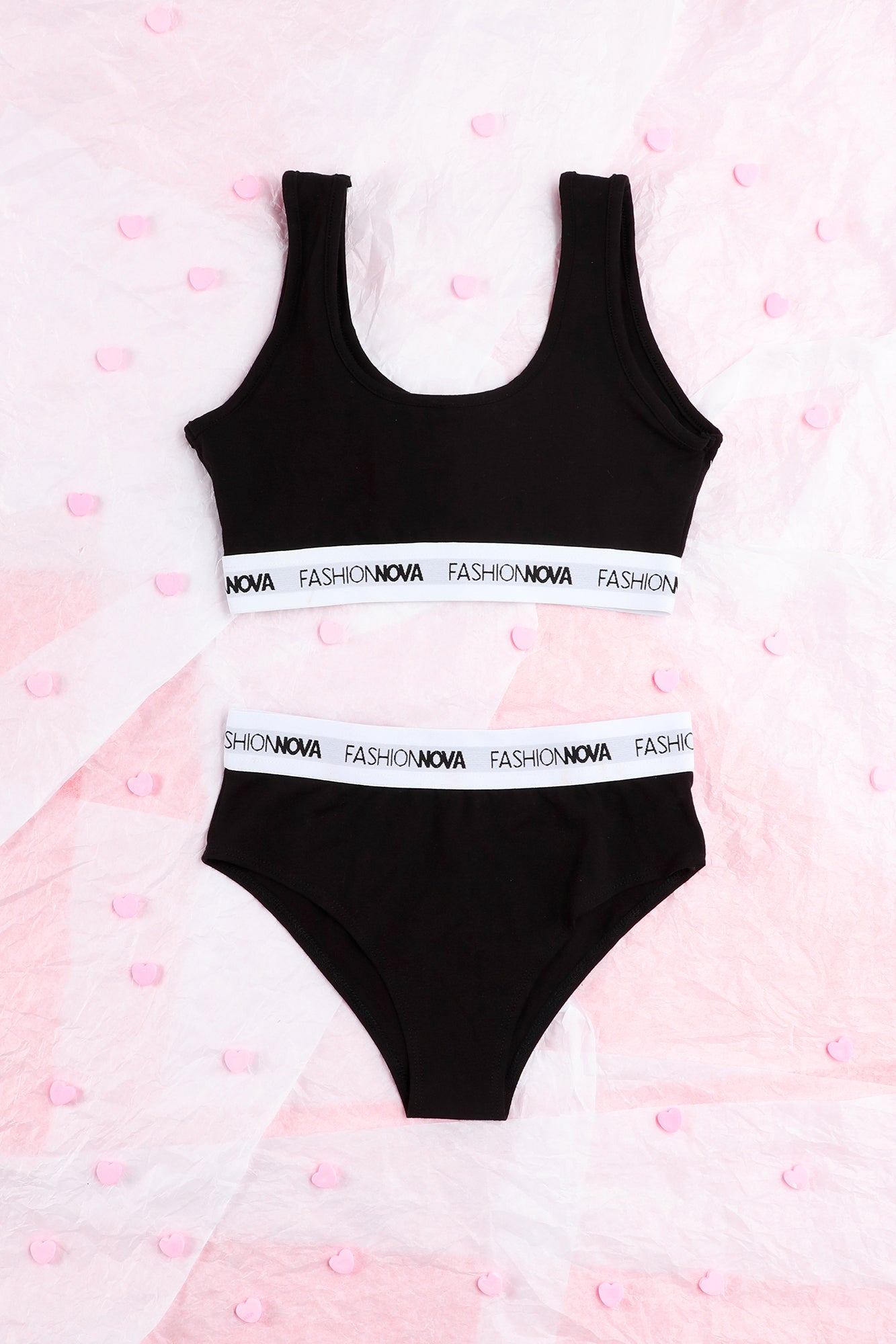 Fashion Nova Bralette And Panty Set - Black/White