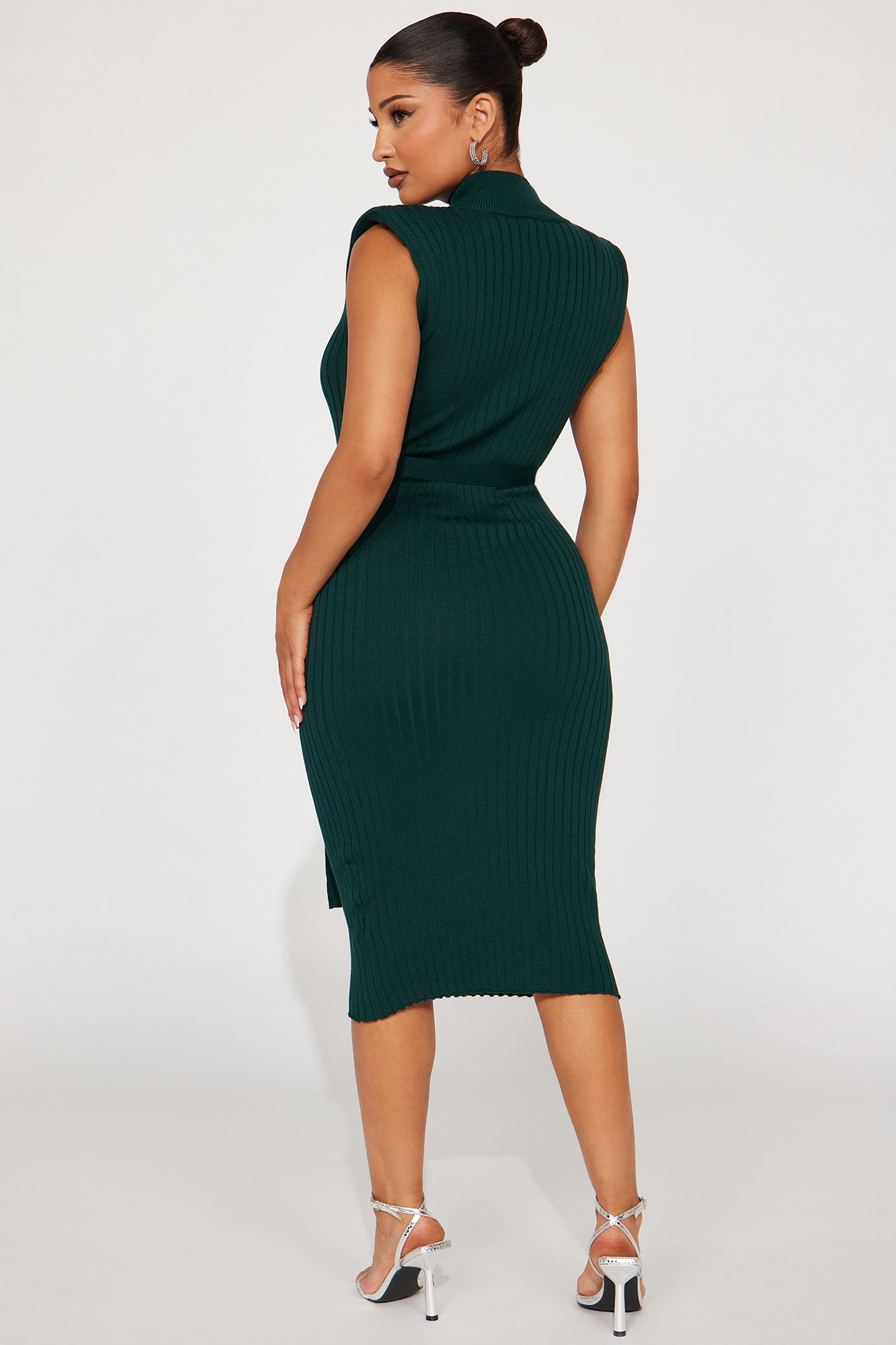 Dreamy Jane Mock Neck Midi Dress - Green