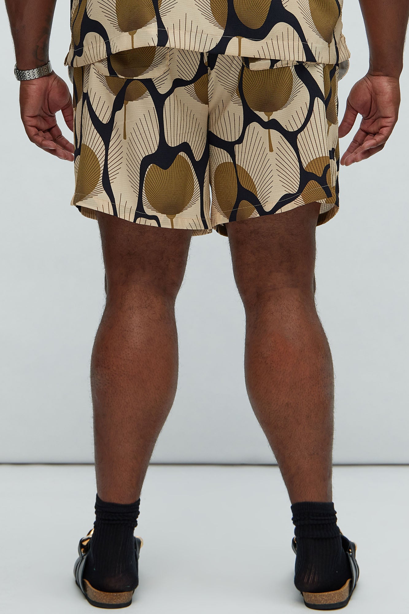 Sahara Textured Warmup Shorts - Tan/Multi