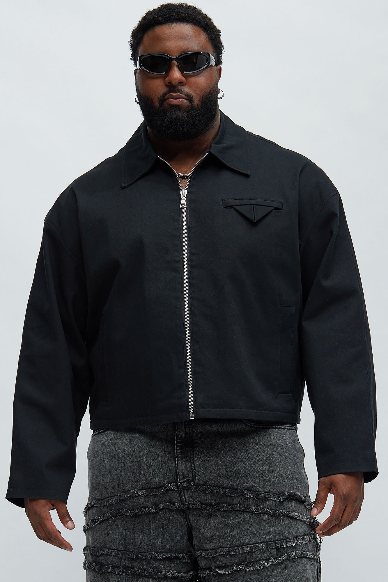Bordeaux Cropped Chore Jacket - Black