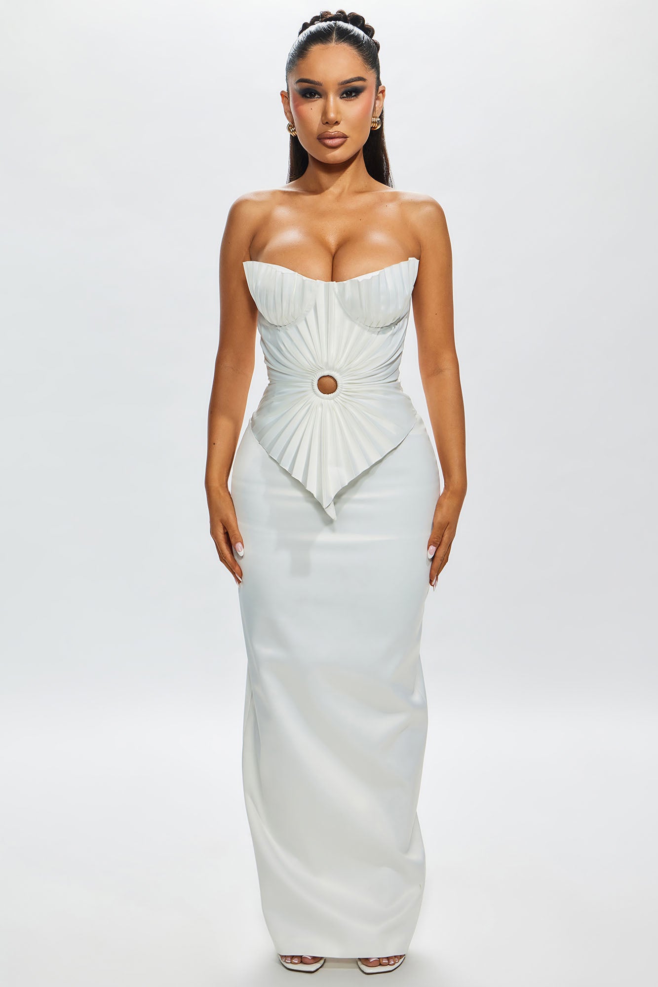 Aura Pleated Corset Top - White