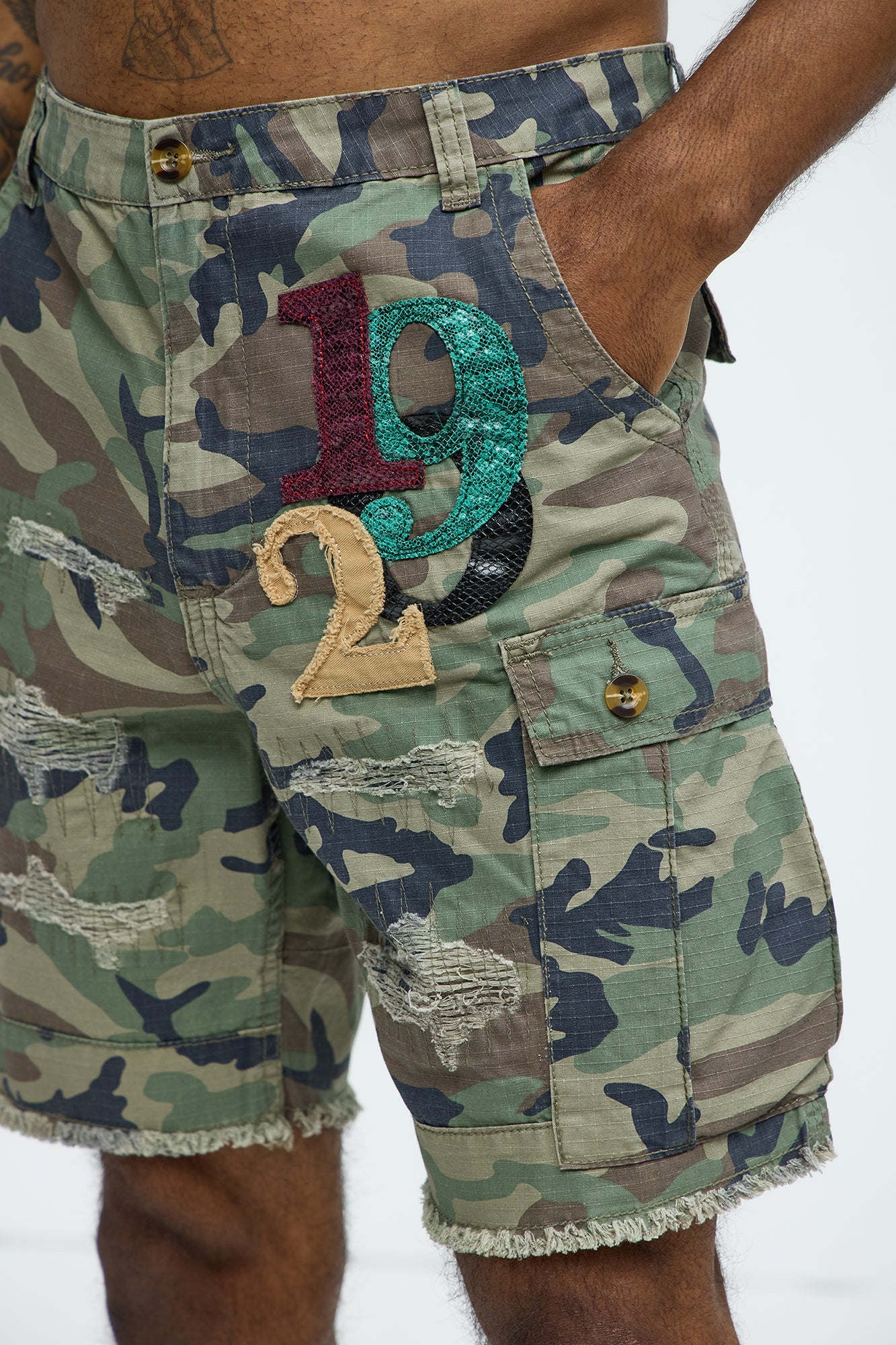 On Command Paint Splatter Camo Shorts - Camouflage