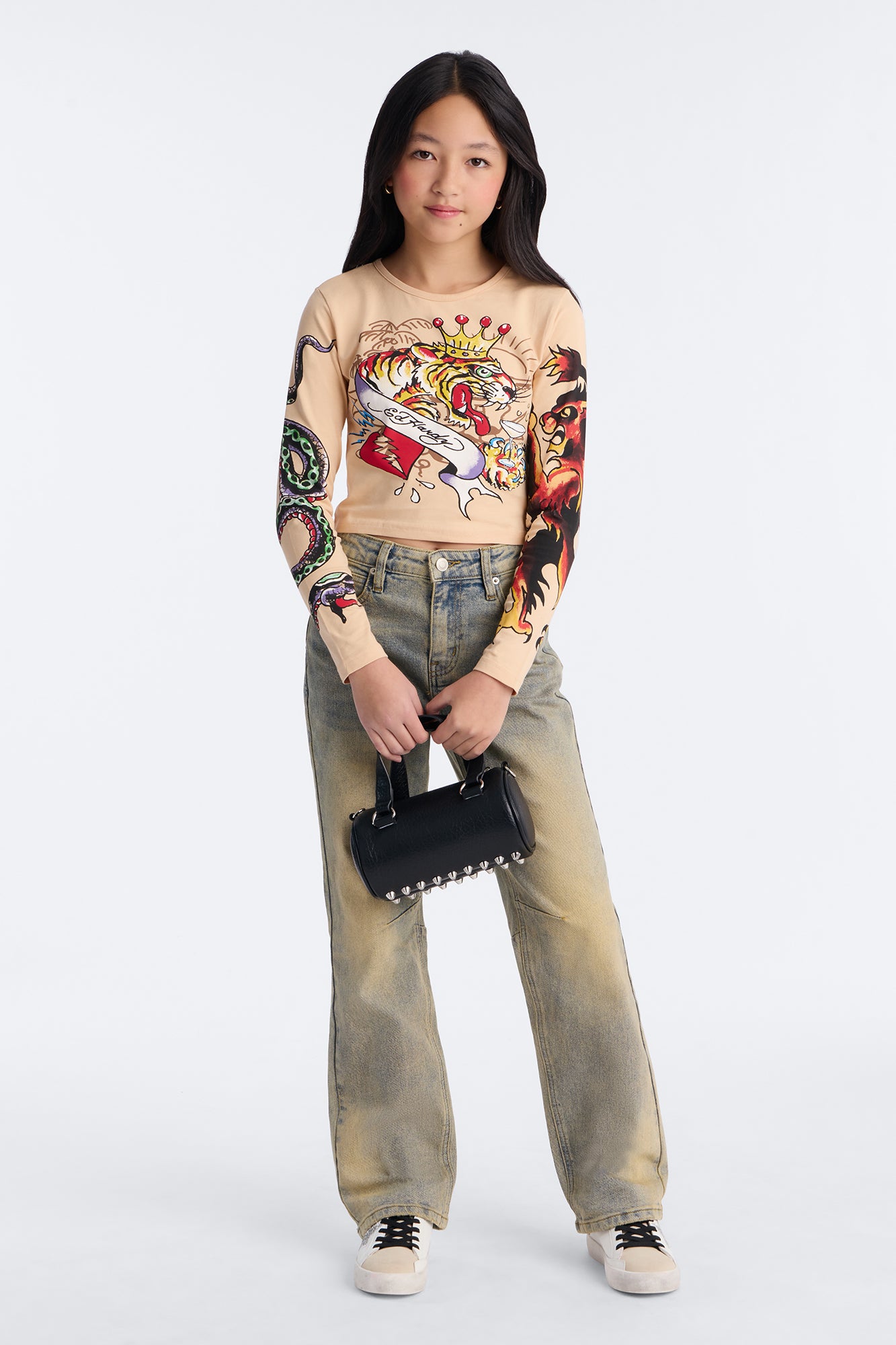 Mini Ed Hardy Bold Tiger Long Sleeve Tee - Sand