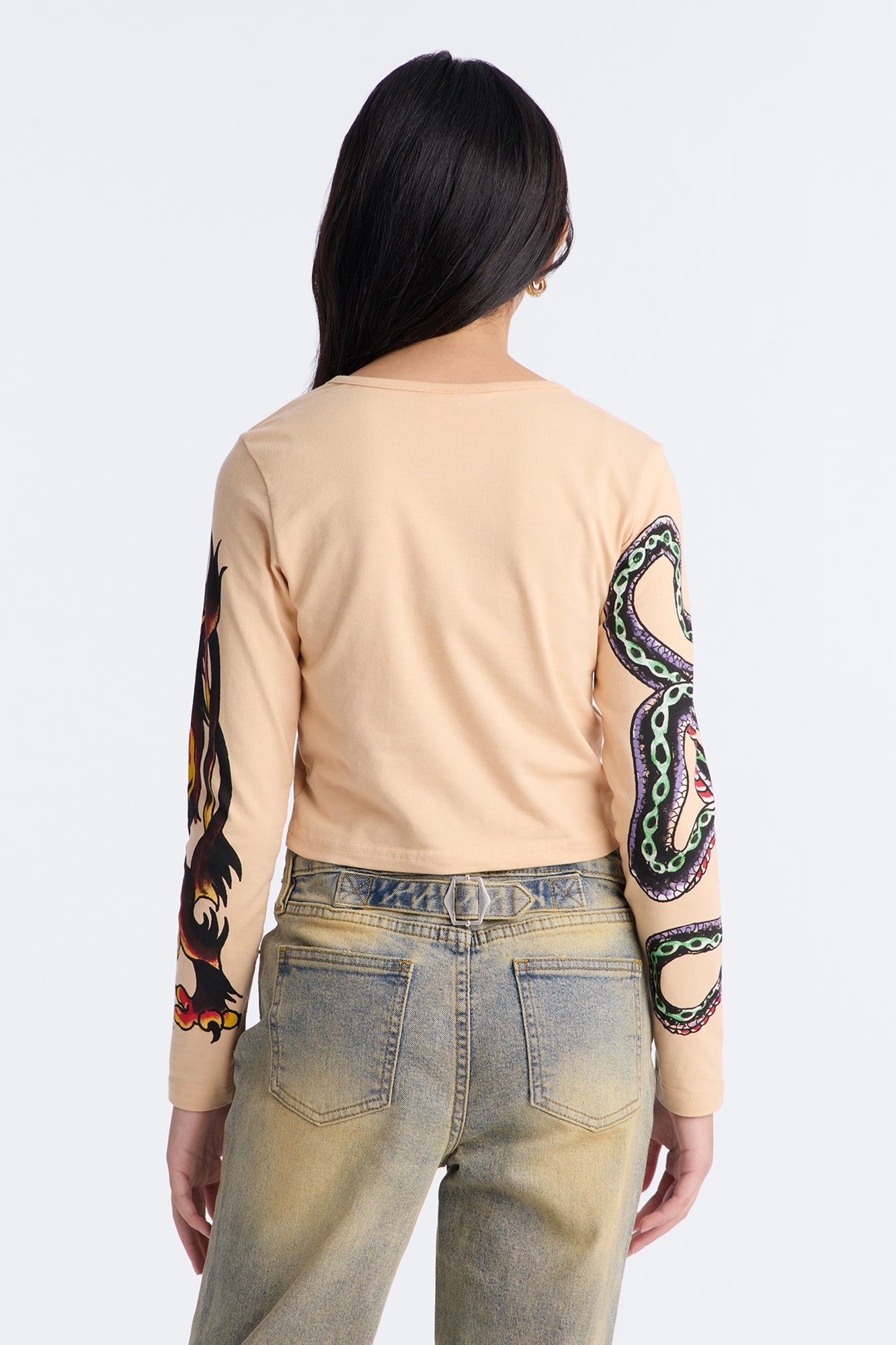 Mini Ed Hardy Bold Tiger Long Sleeve Tee - Sand