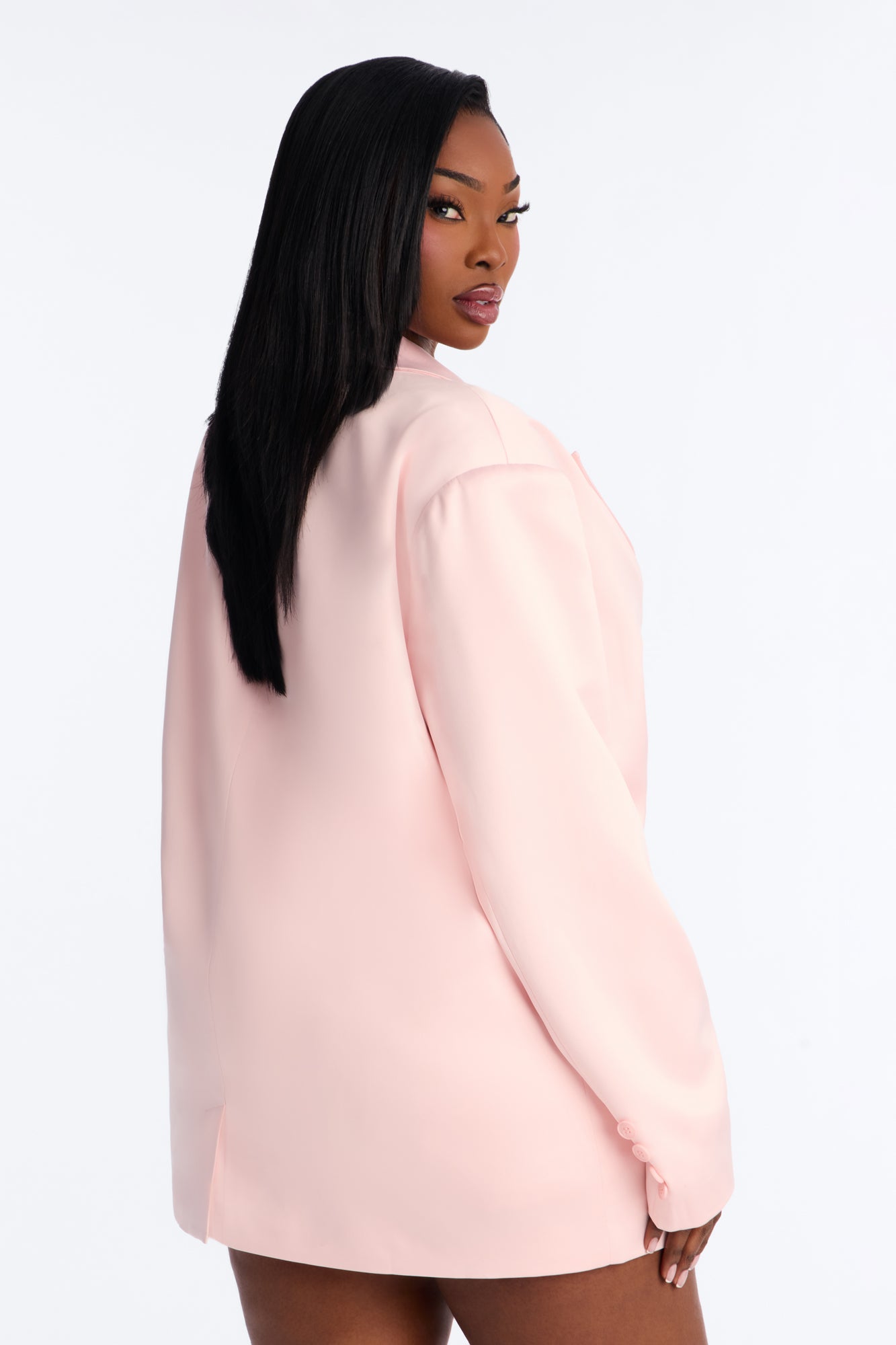 Satin Desire Blazer - Light Pink