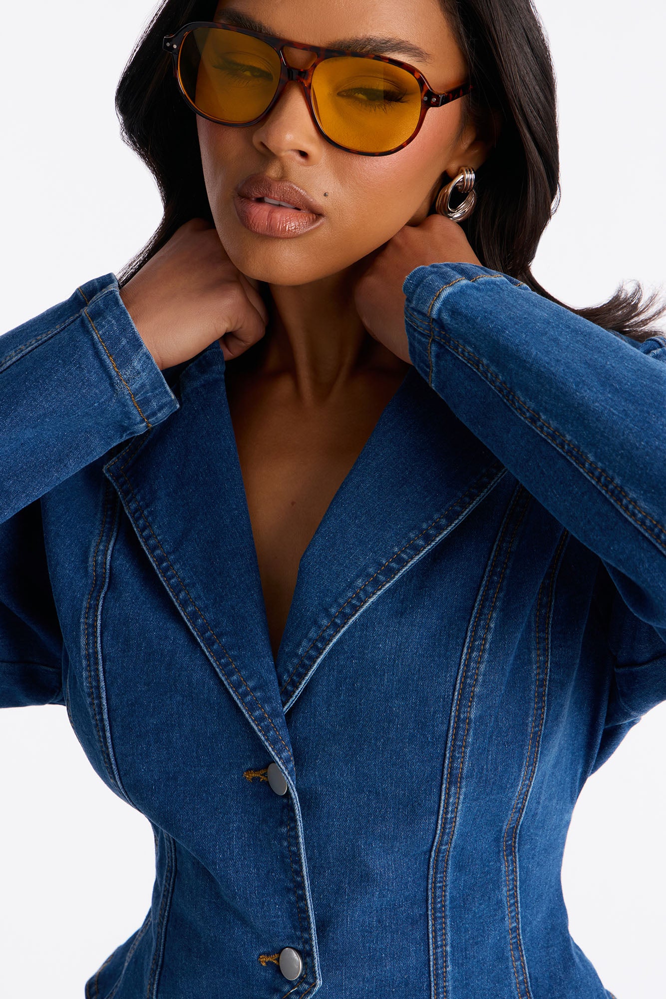Kasey Denim Blazer Pant Set - Blue Wash