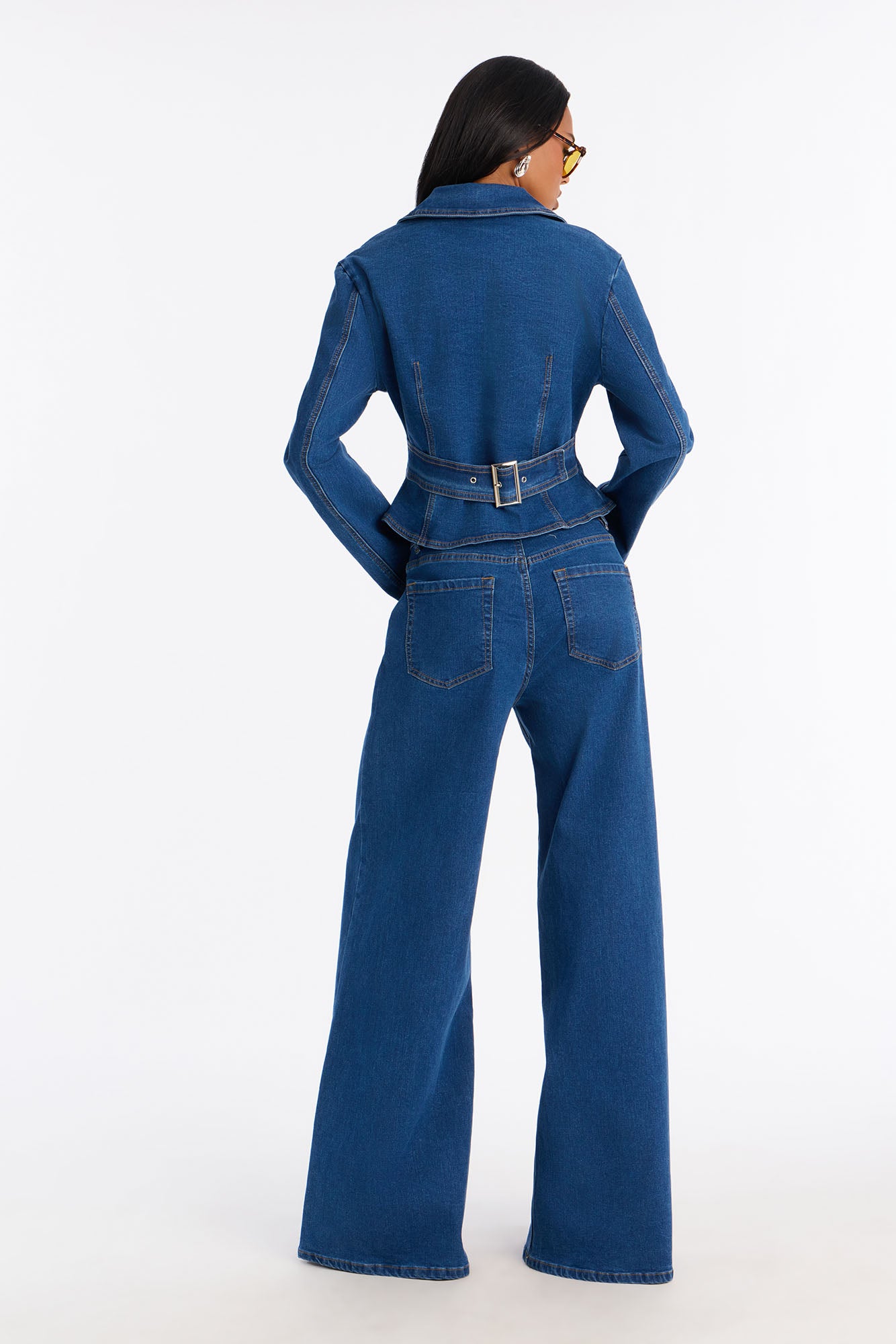 Kasey Denim Blazer Pant Set - Blue Wash