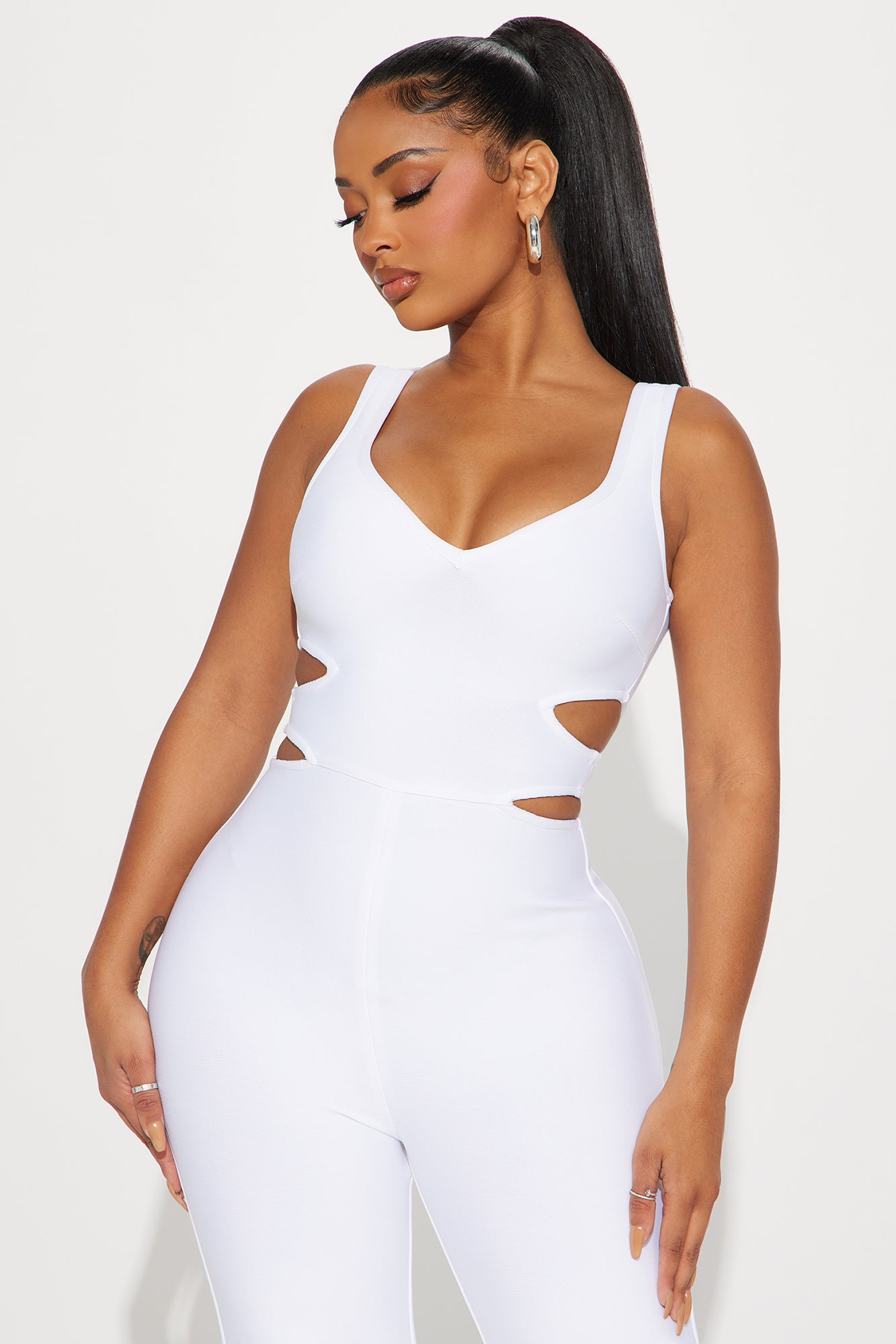 On The Stage Bandage Jumpsuit - White