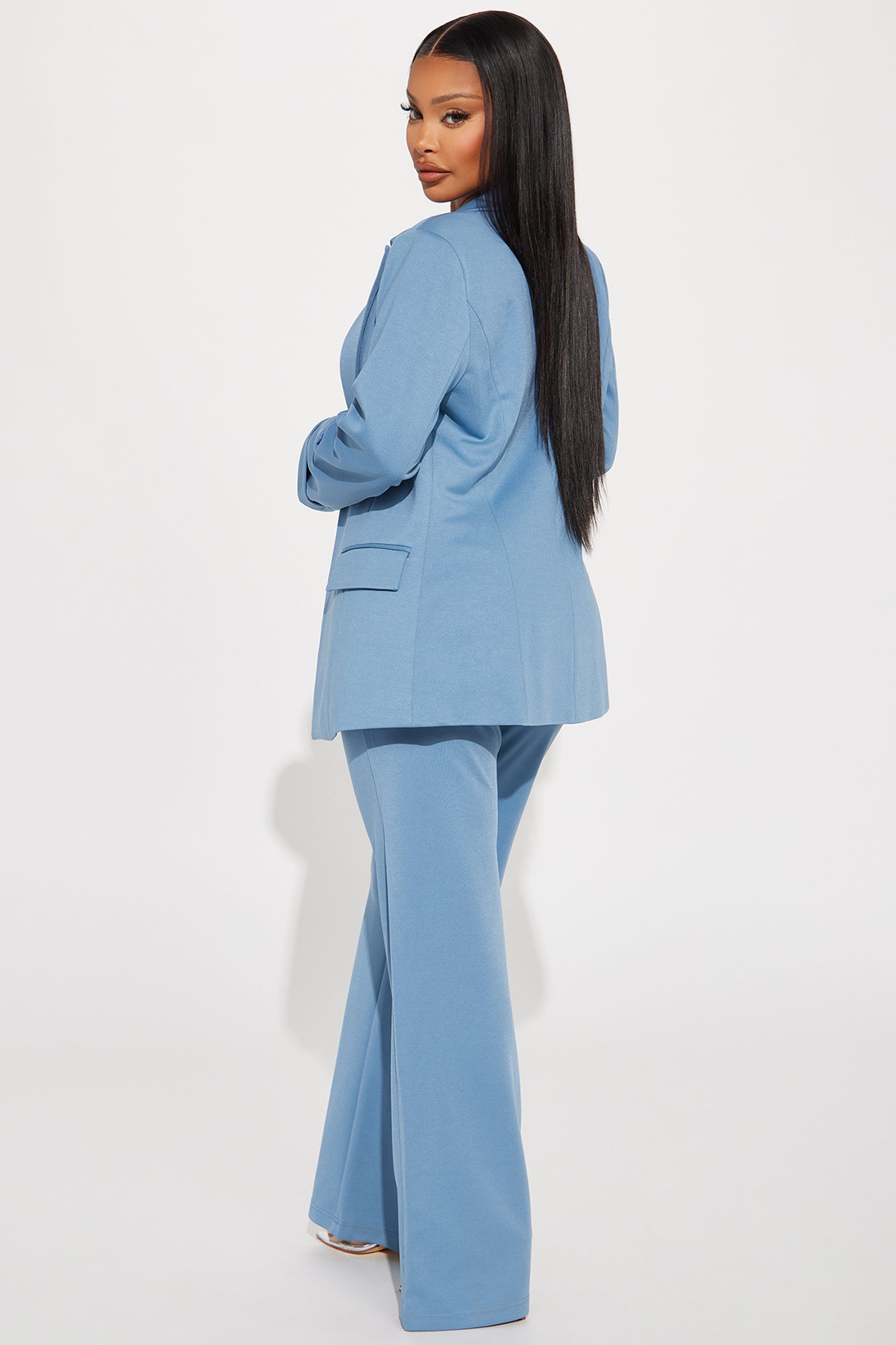 Dayna Blazer Pant Set - Slate Blue