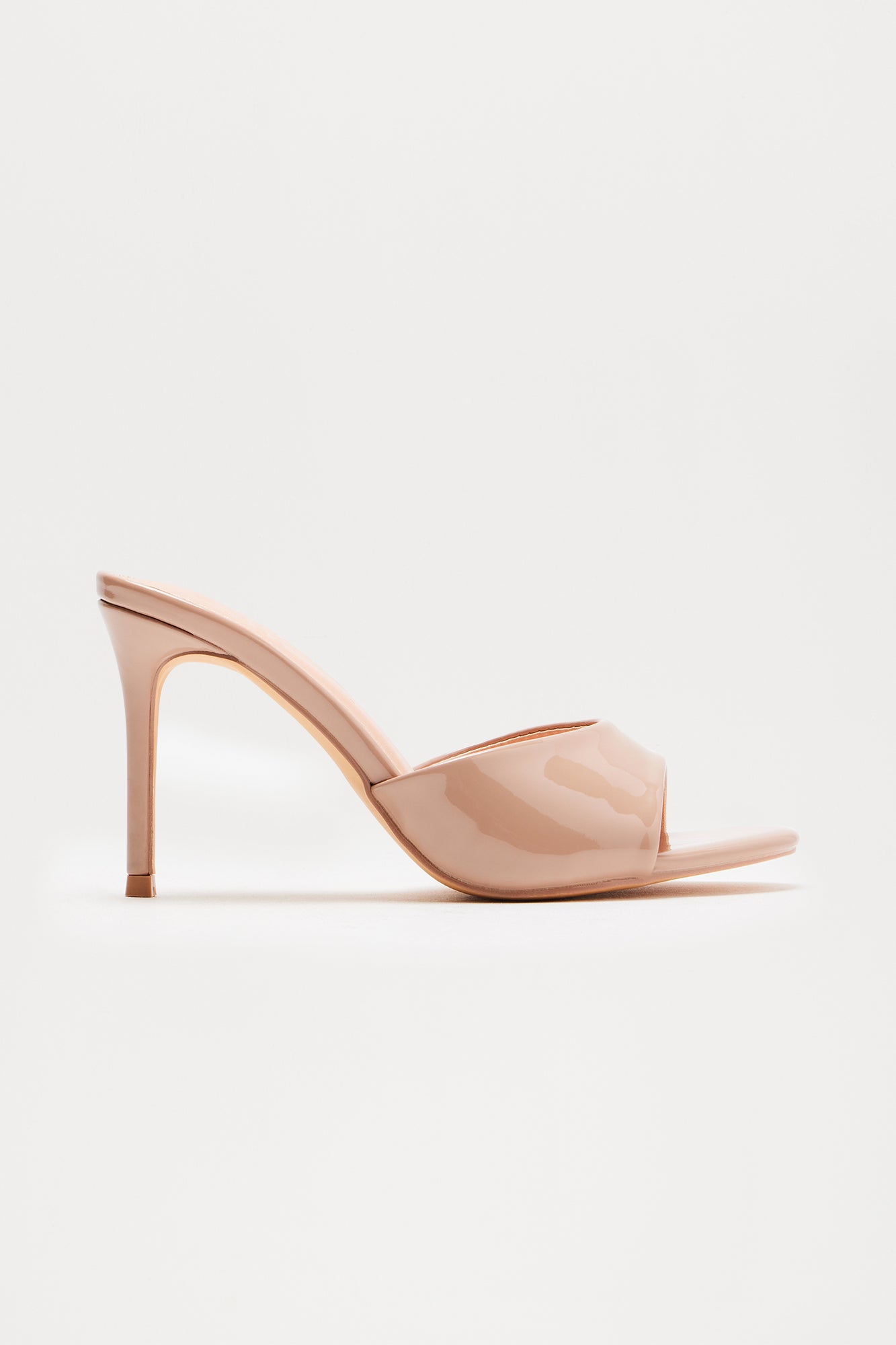 Shanley Faux Patent Stiletto Mules - Taupe