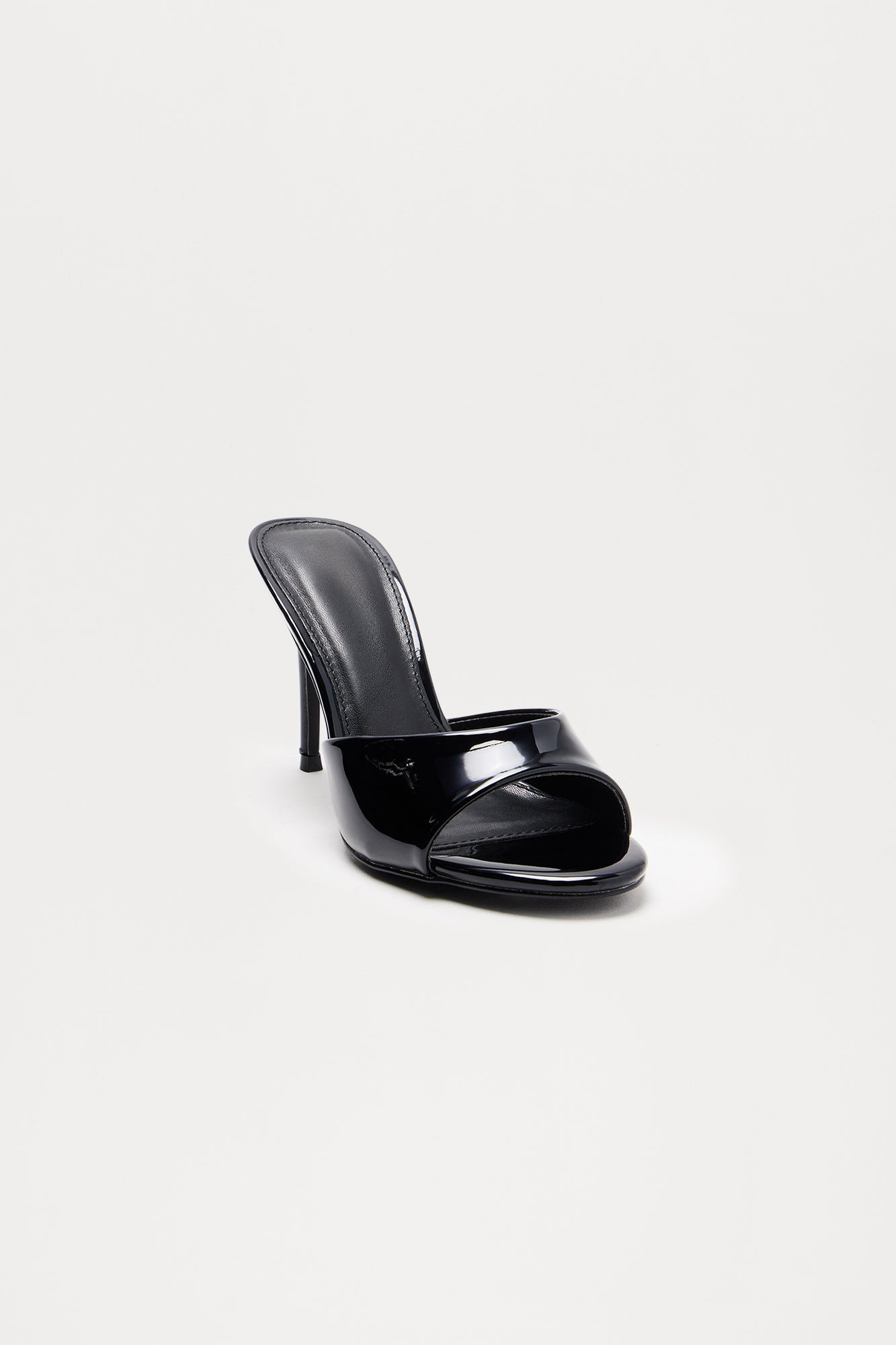 Shanley Faux Patent Stiletto Mules - Black