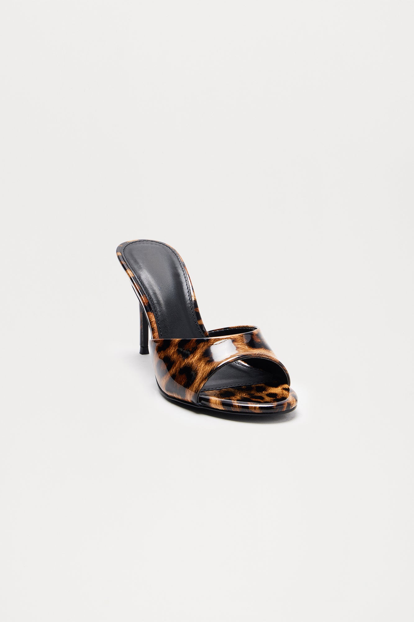 Shanley Faux Patent Stiletto Mules - Leopard