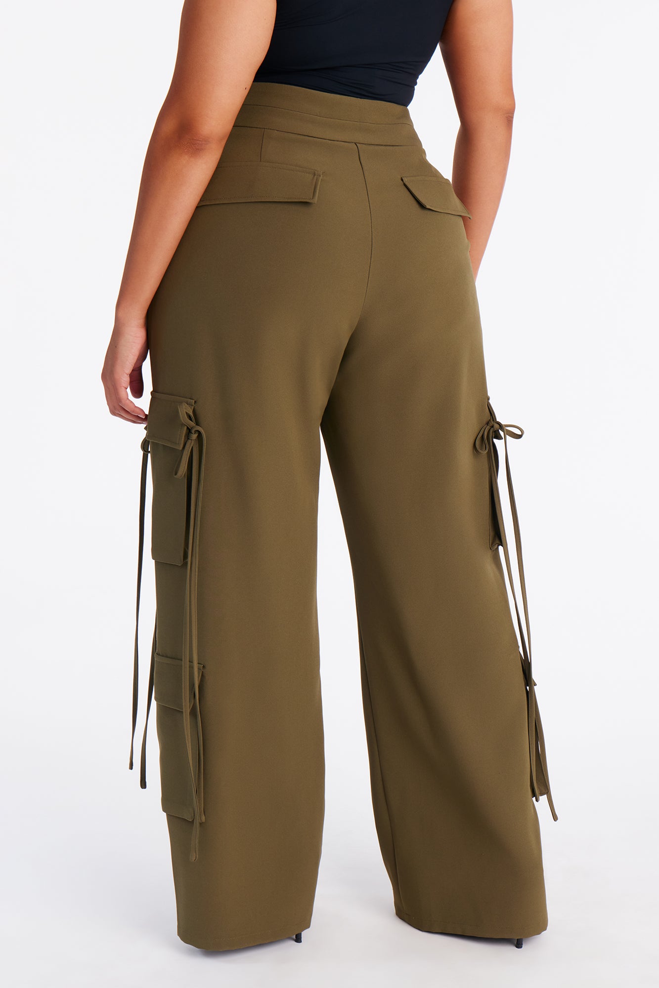 Morgan V Waist Cargo Pants 33 - Military Green