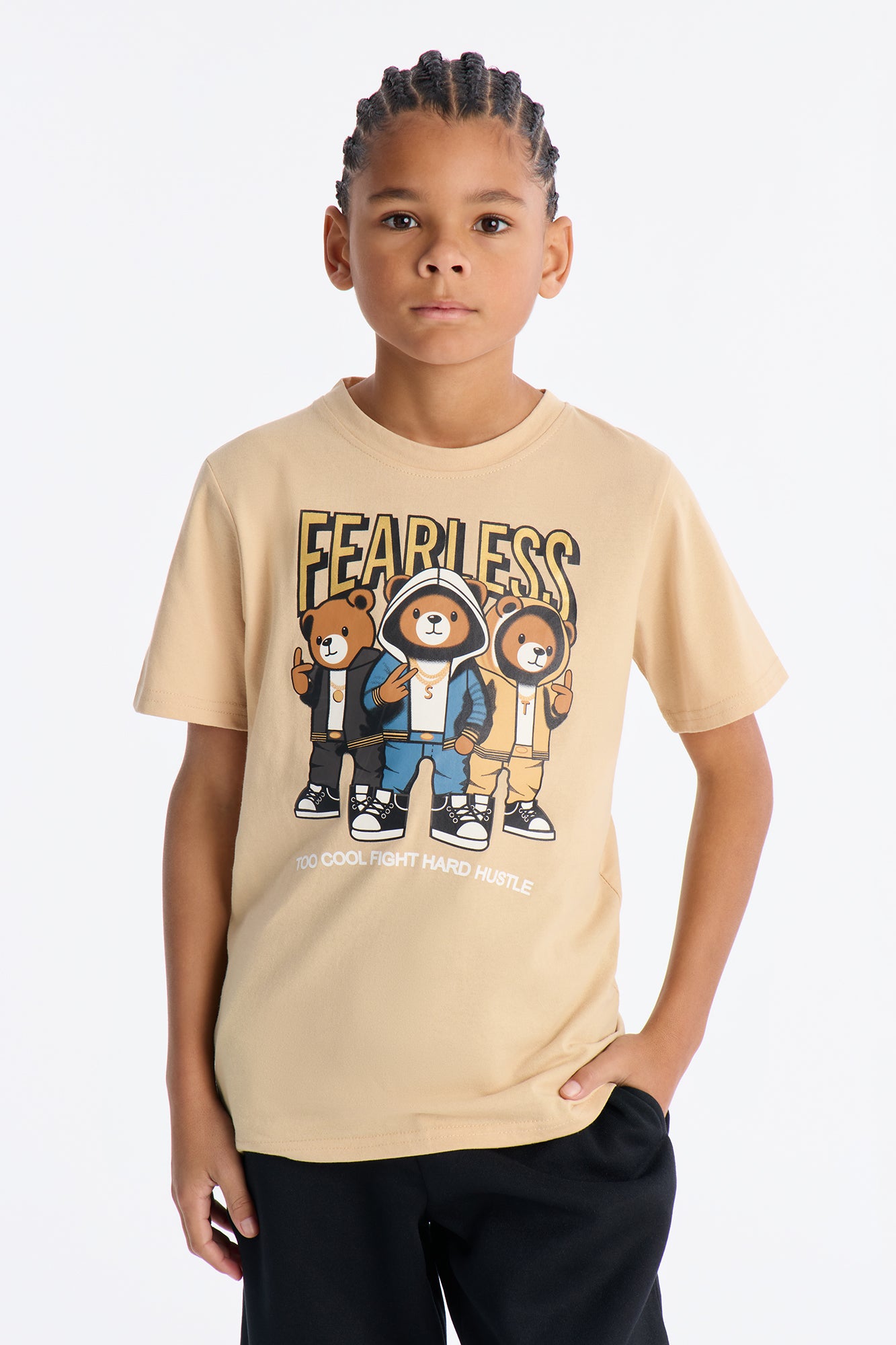 Mini Fearless Squad Jogger Pant Set - Mocha/combo