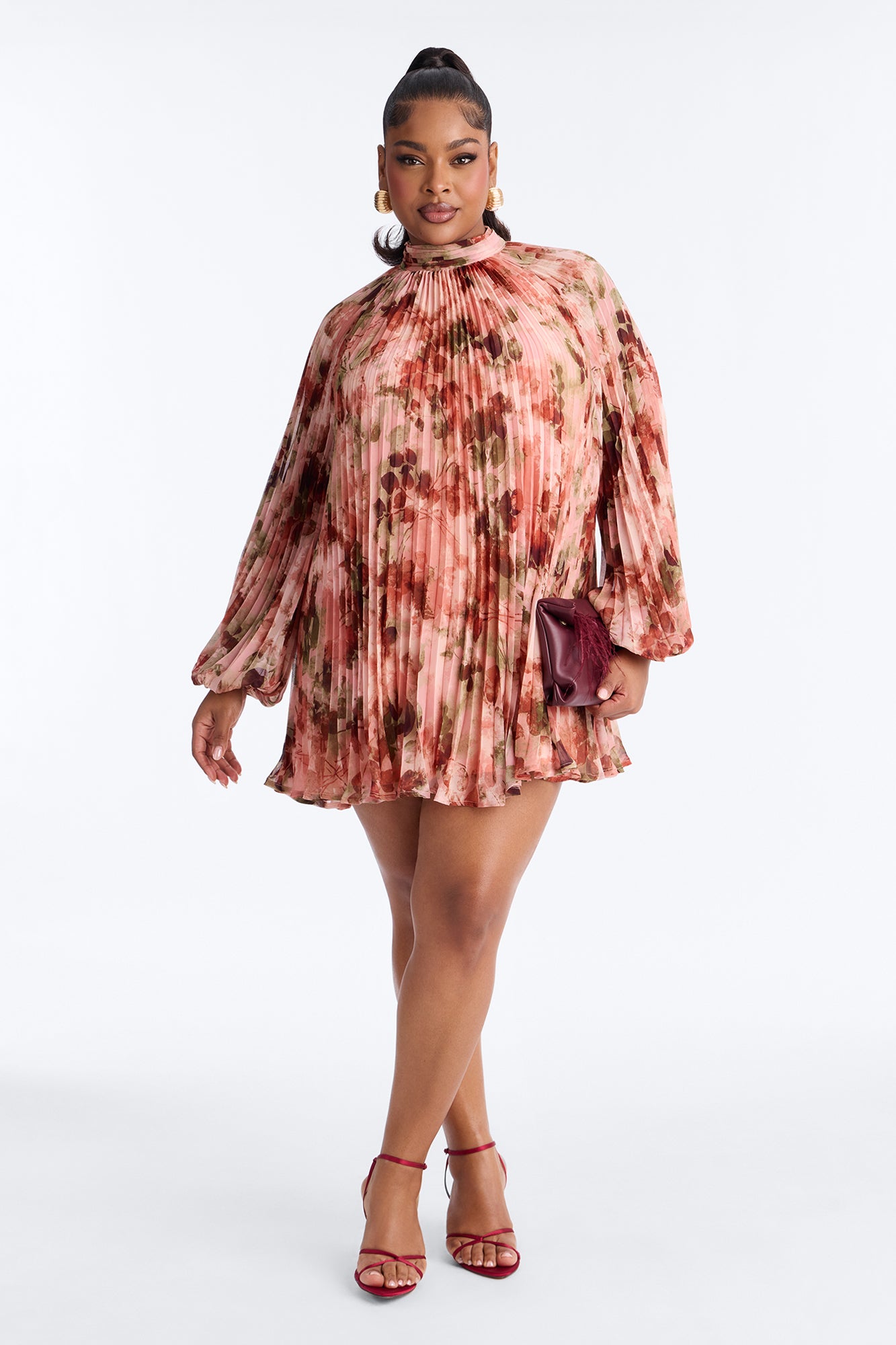 Piper Pleated Chiffon Mini Dress - Pink/combo