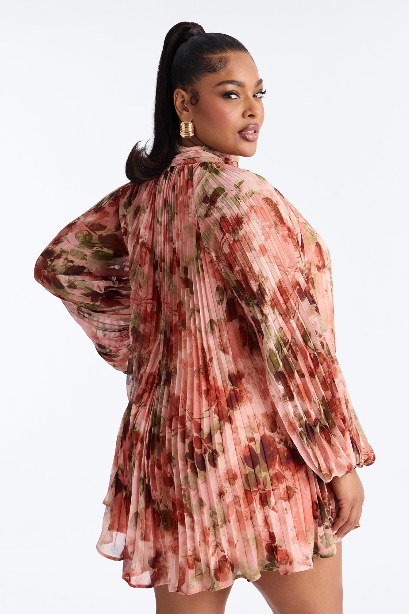Piper Pleated Chiffon Mini Dress - Pink/combo