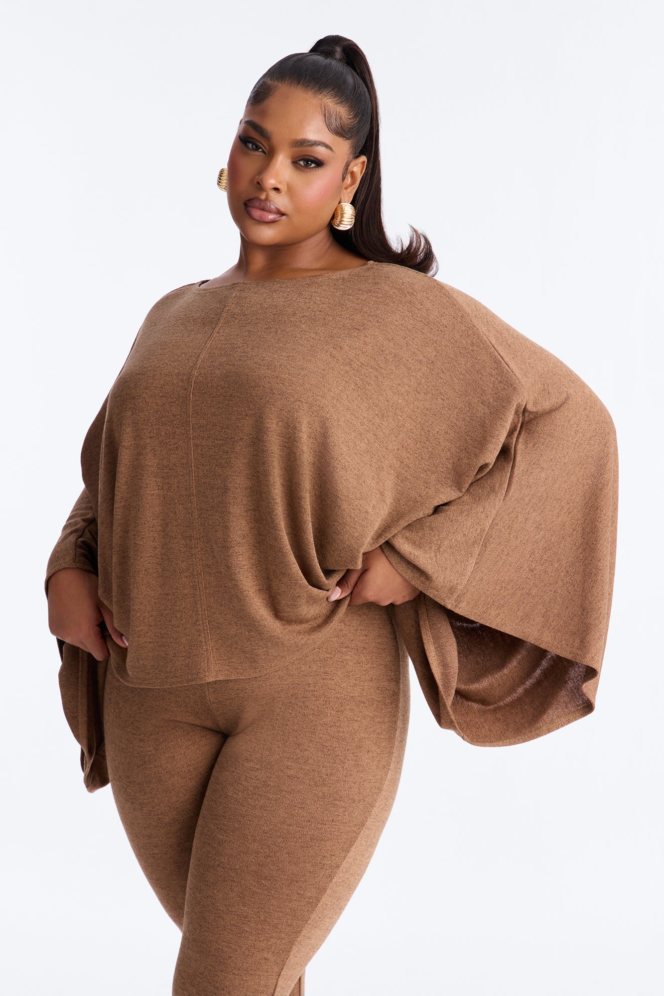 Amaya Capri Jumpsuit And Draped Top Set - Brown