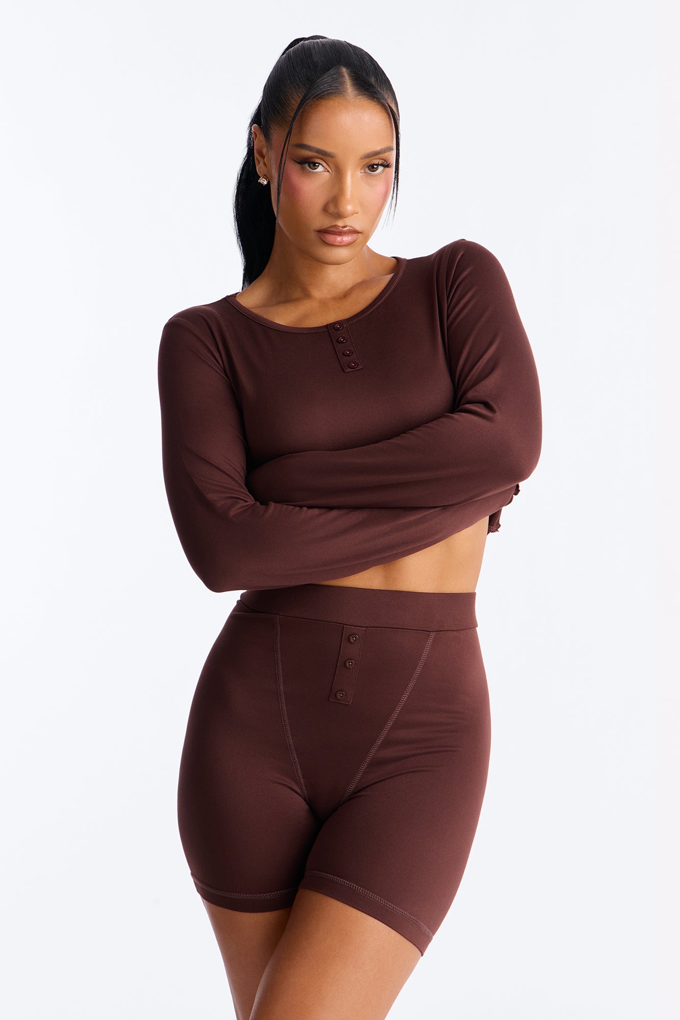 Between Us PJ Boxer Short Set - Chocolate