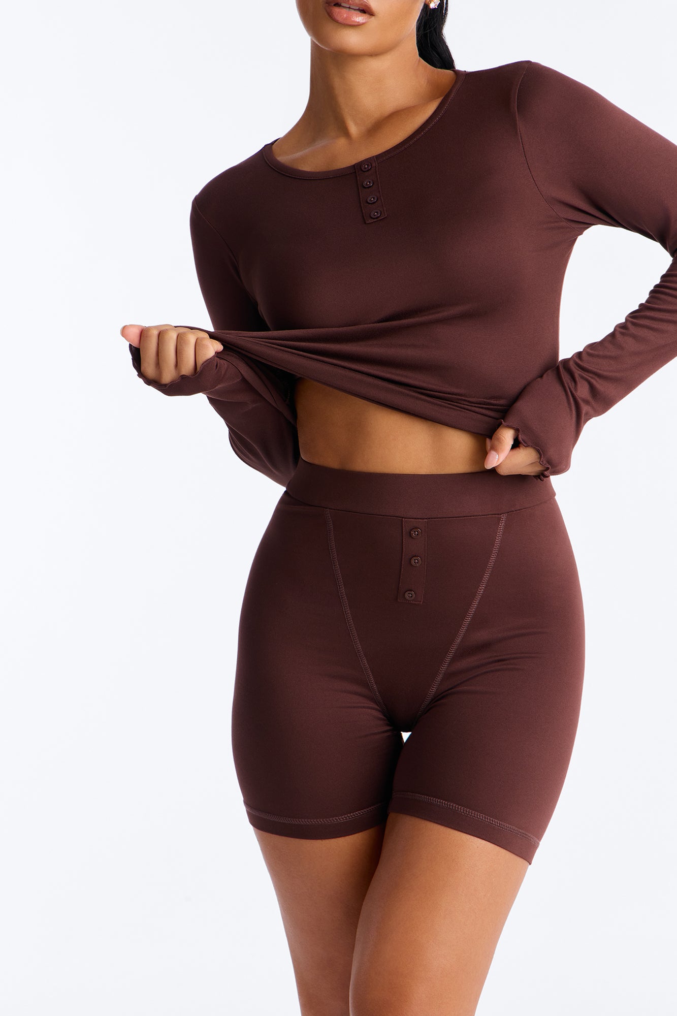 Between Us PJ Boxer Short Set - Chocolate