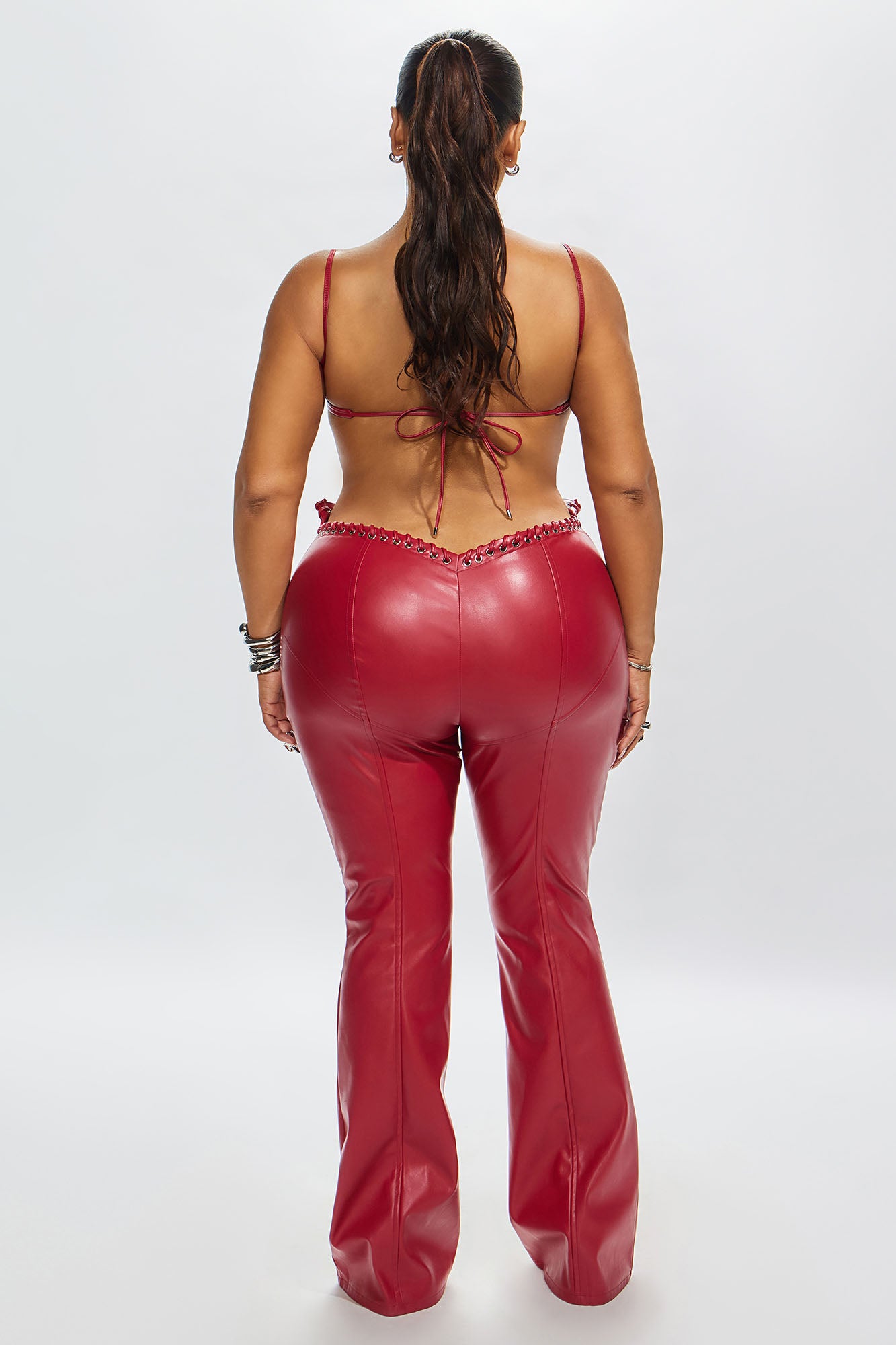 Lana Faux Leather Bra Top - Red
