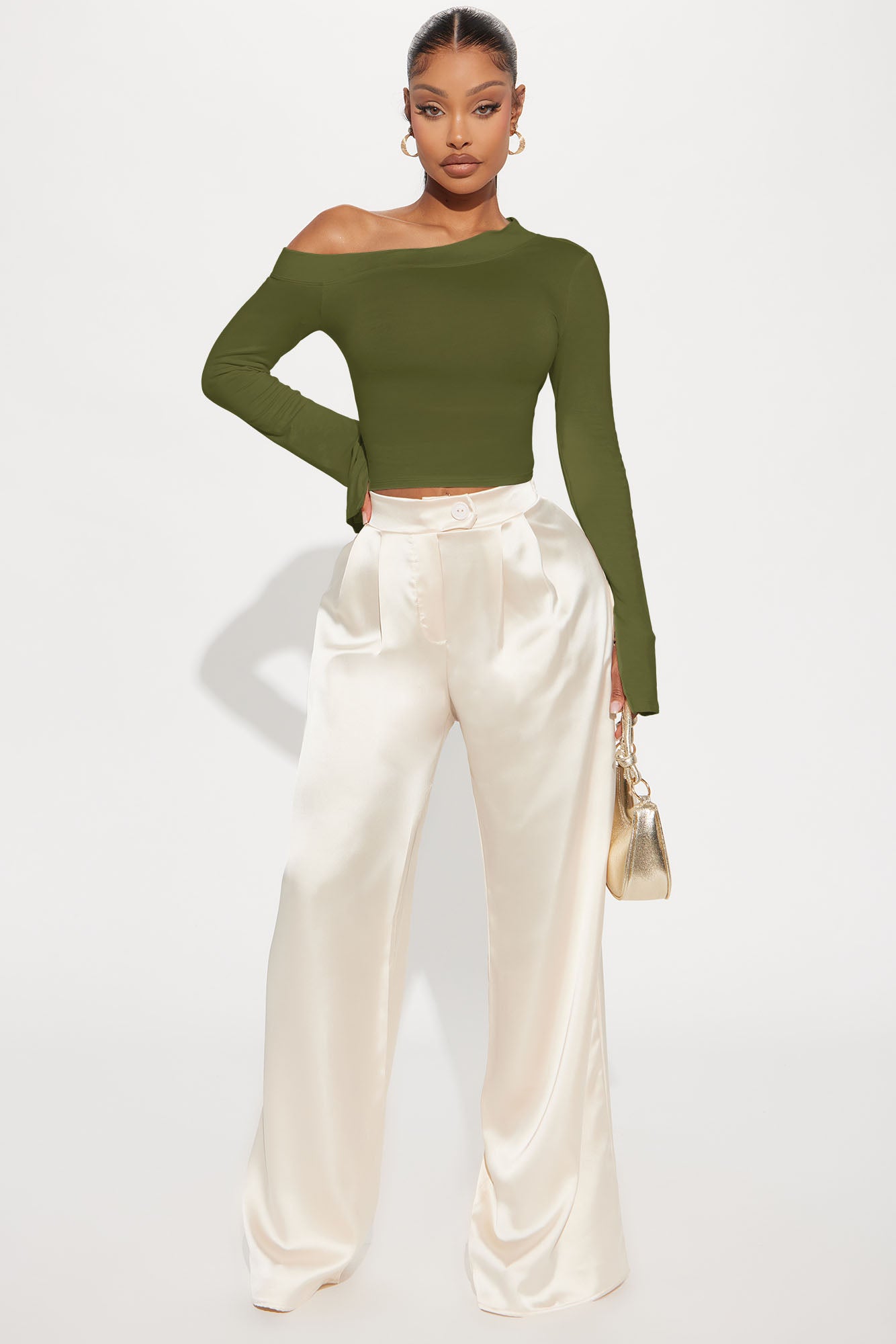 Feelin' Good Off Shoulder Top - Olive