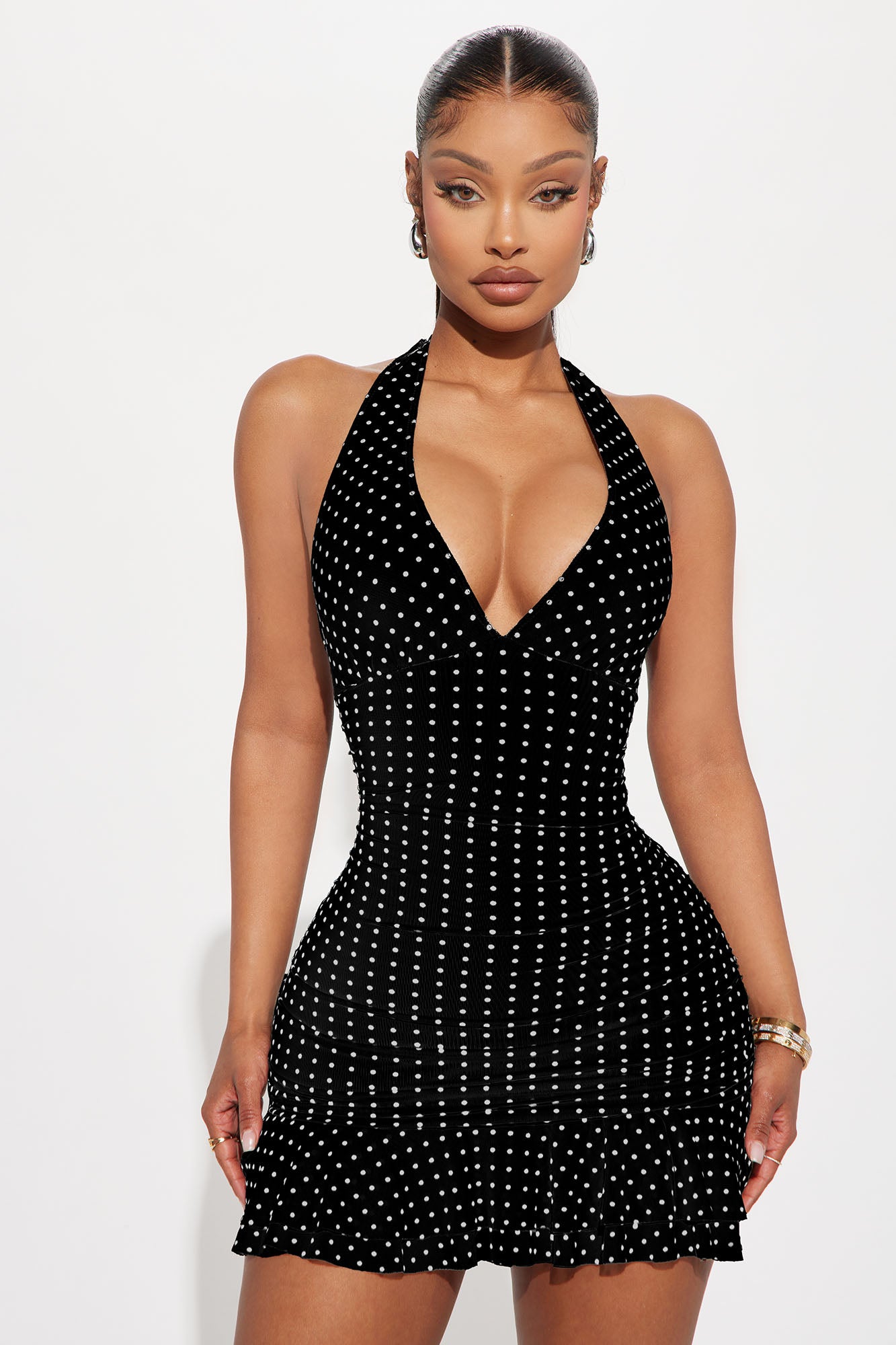 Carmine Polka Dot Micro Mini Dress - Black/White