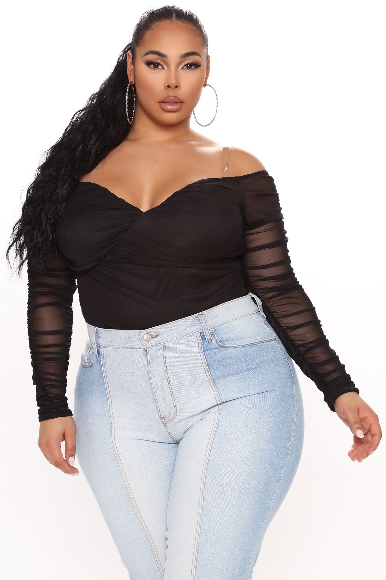 A Hot Mesh Bodysuit - Black