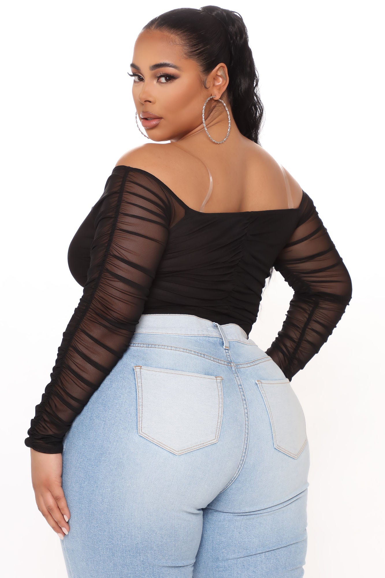 A Hot Mesh Bodysuit - Black