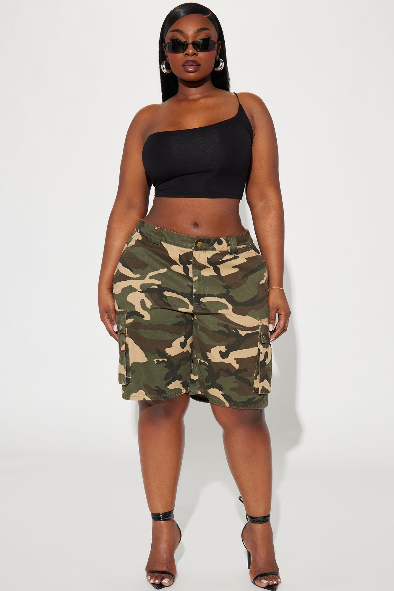 Selena One Shoulder Crop Top - Black