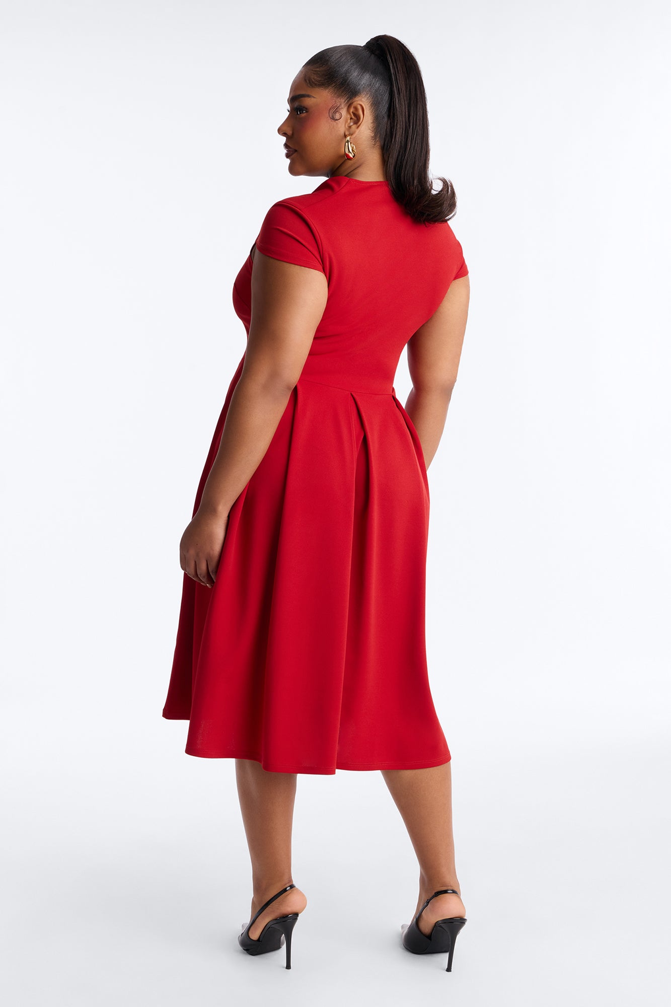 Oakley Pleated Midi Dress - Rust