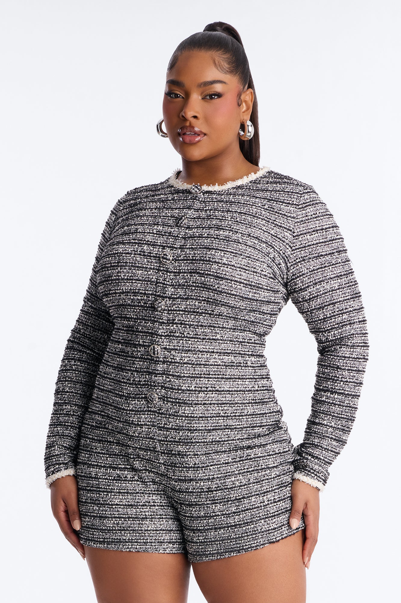 Shannon Tweed Long Sleeve Romper - Black/combo