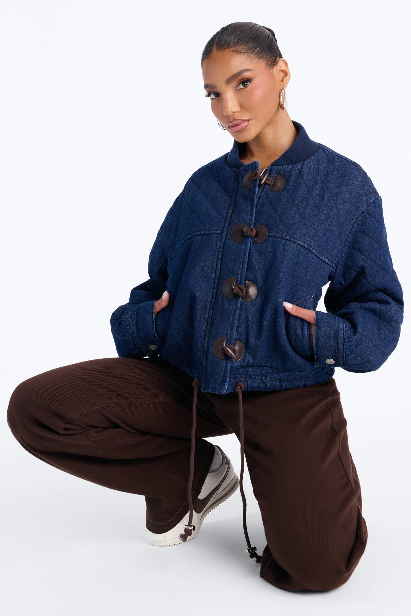 Quinn Quilted Denim Jacket - Dark Wash