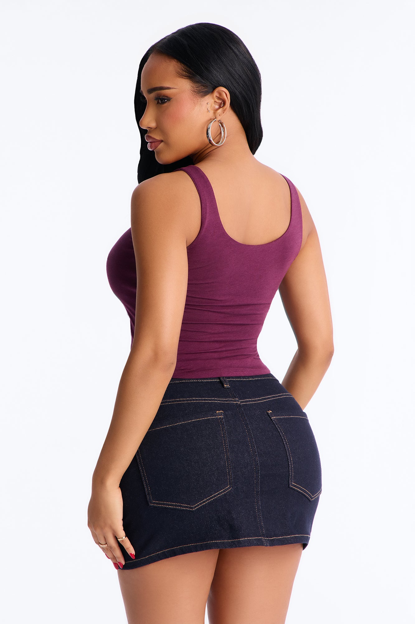 Denise Double Lined Tank - Plum