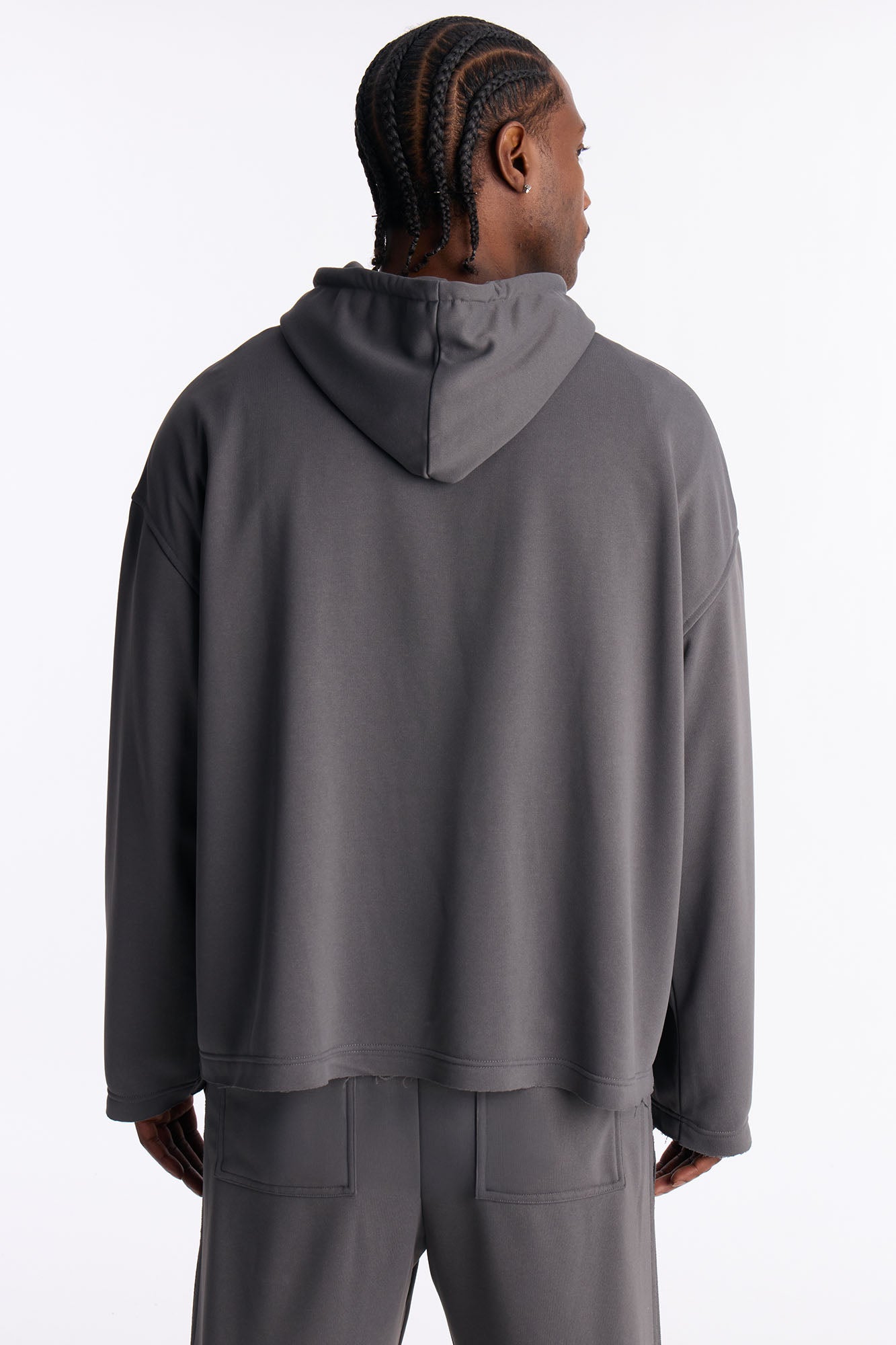 Oversized Inside Out Panels Hoodie - Dark Grey