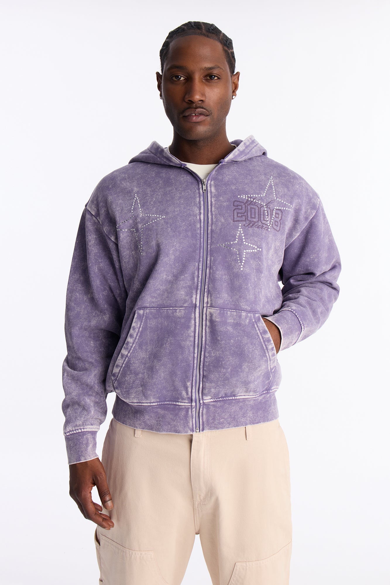 MVP Rhinestone Zip Hoodie - Lavender