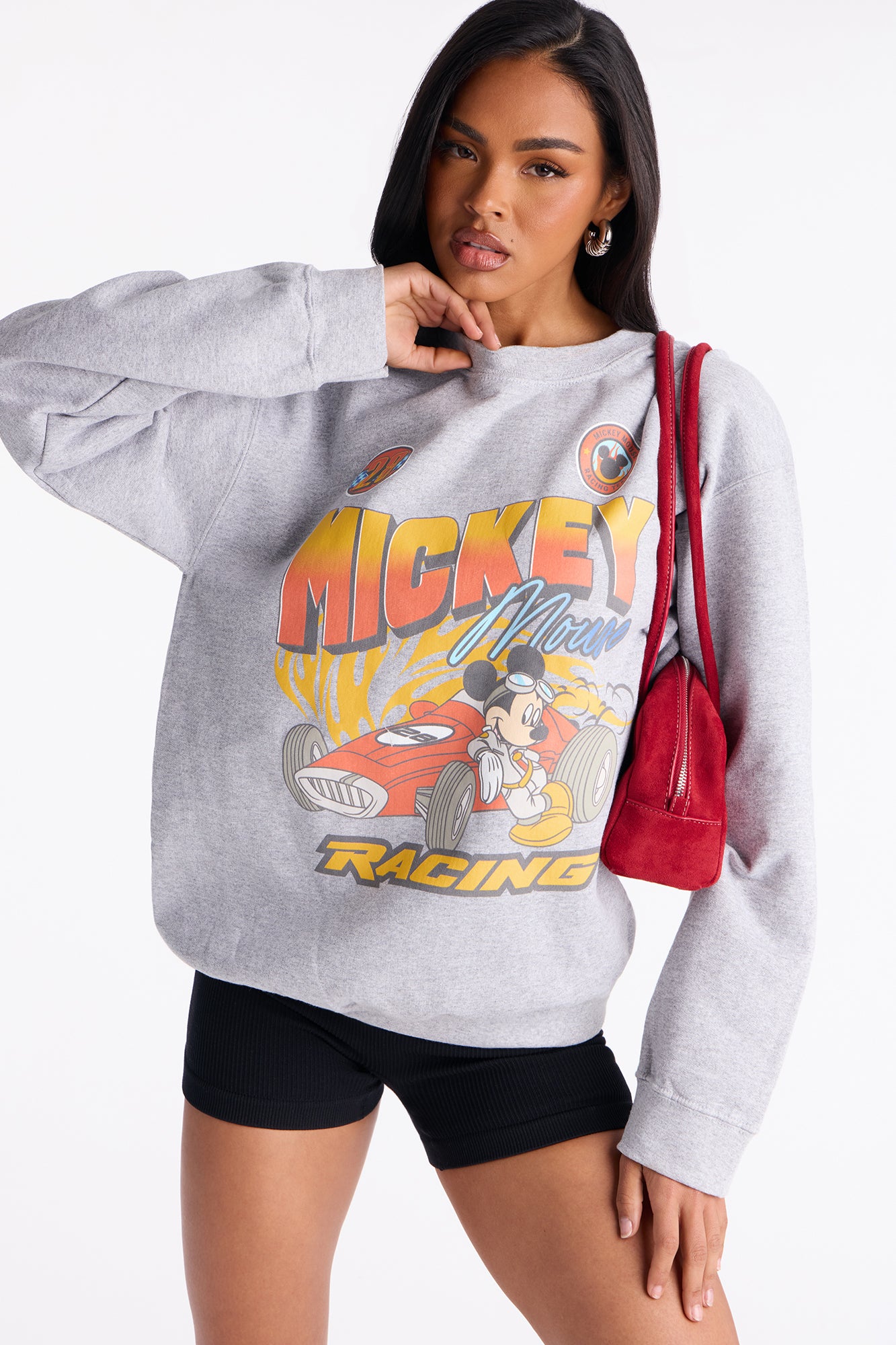 Mickey Racing Crew Sweatshirt - Heather Grey