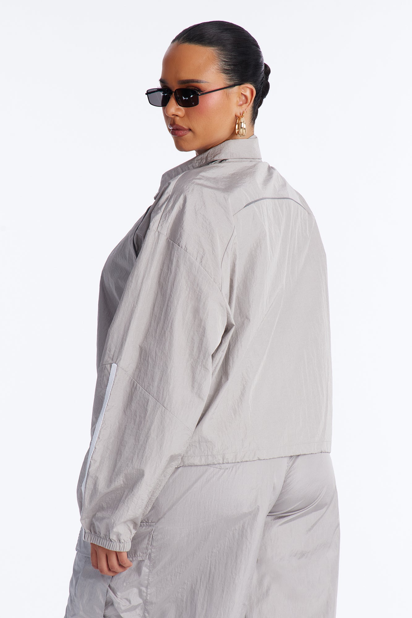 Life Of Leisure Windbreaker Funnel Neck Jacket - Grey
