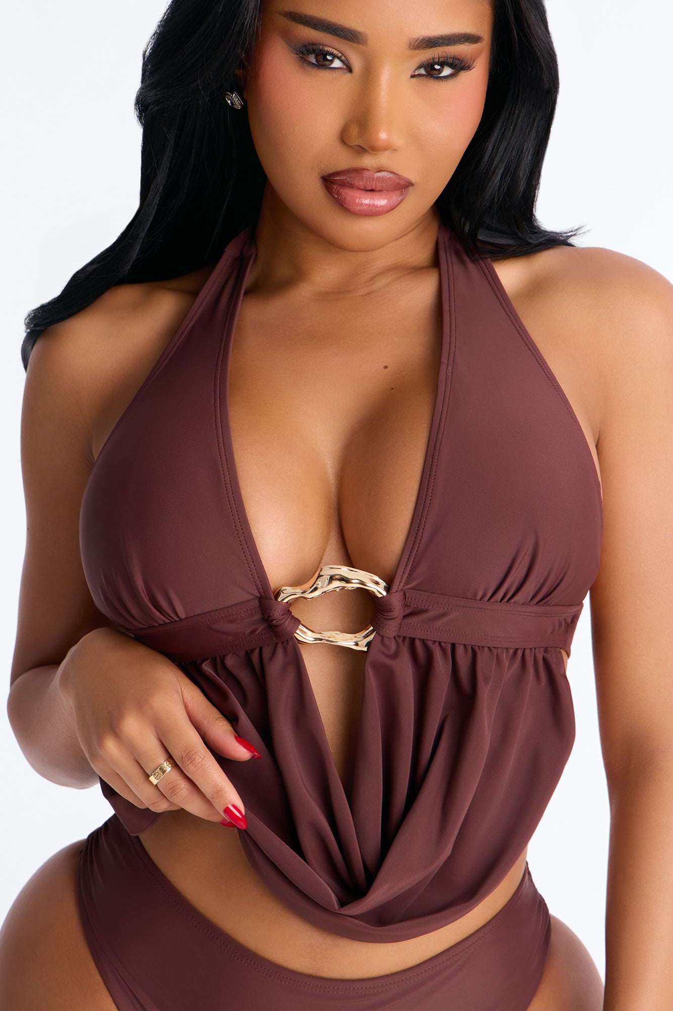Better Late Than Never 2 Piece Swimsuit - Chocolate