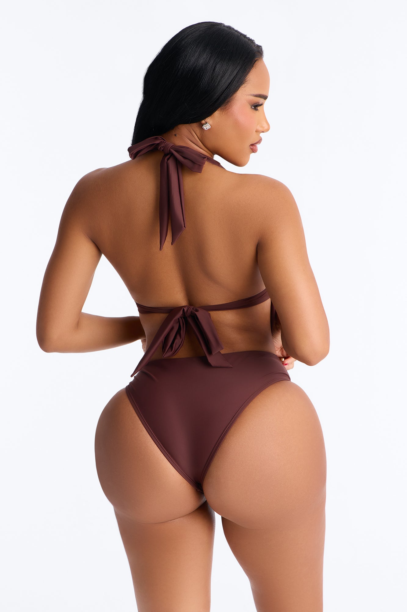 Better Late Than Never 2 Piece Swimsuit - Chocolate