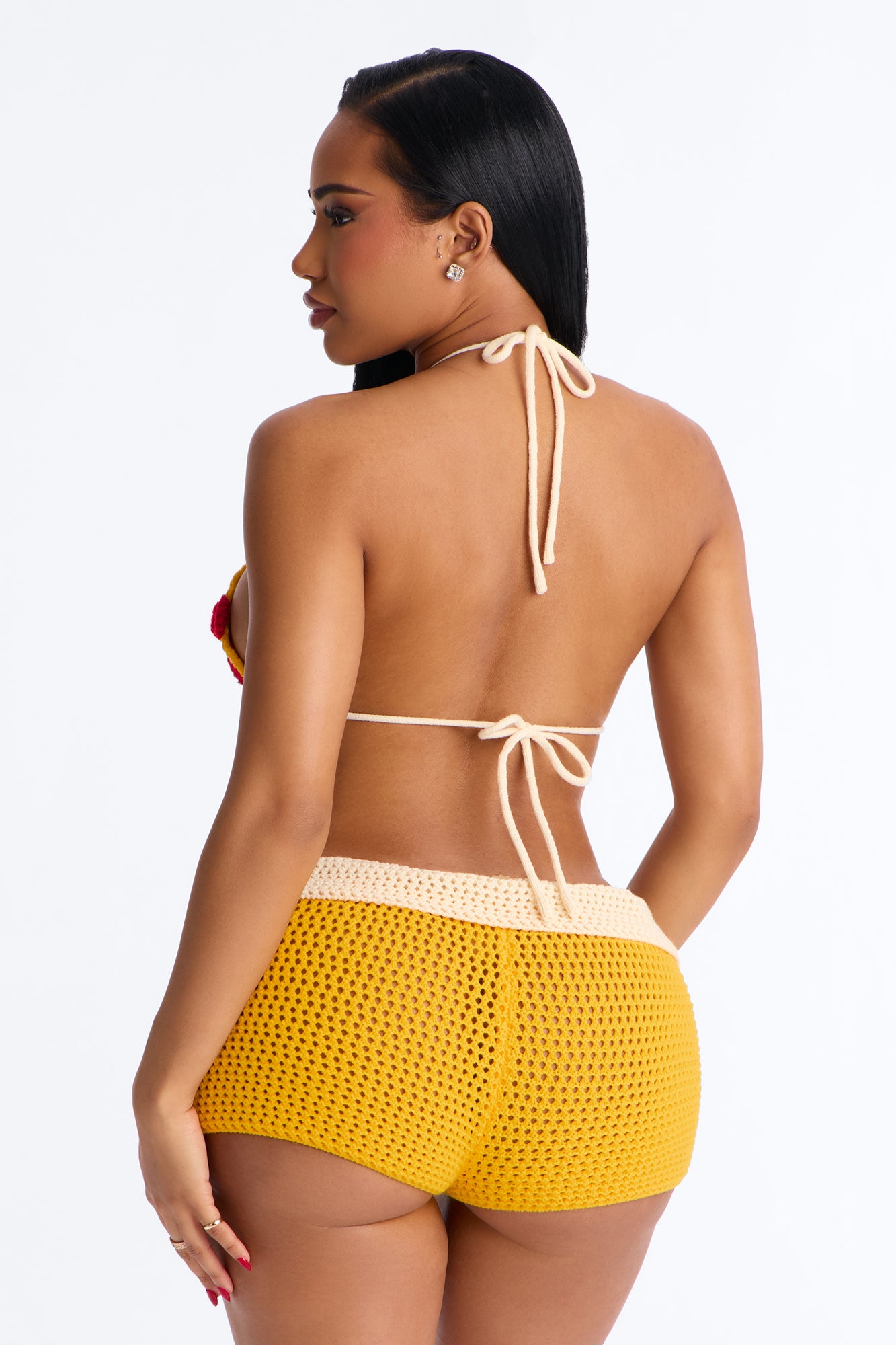 Postcards From Paradise Bikini And Coverup Shorts - Orange/combo