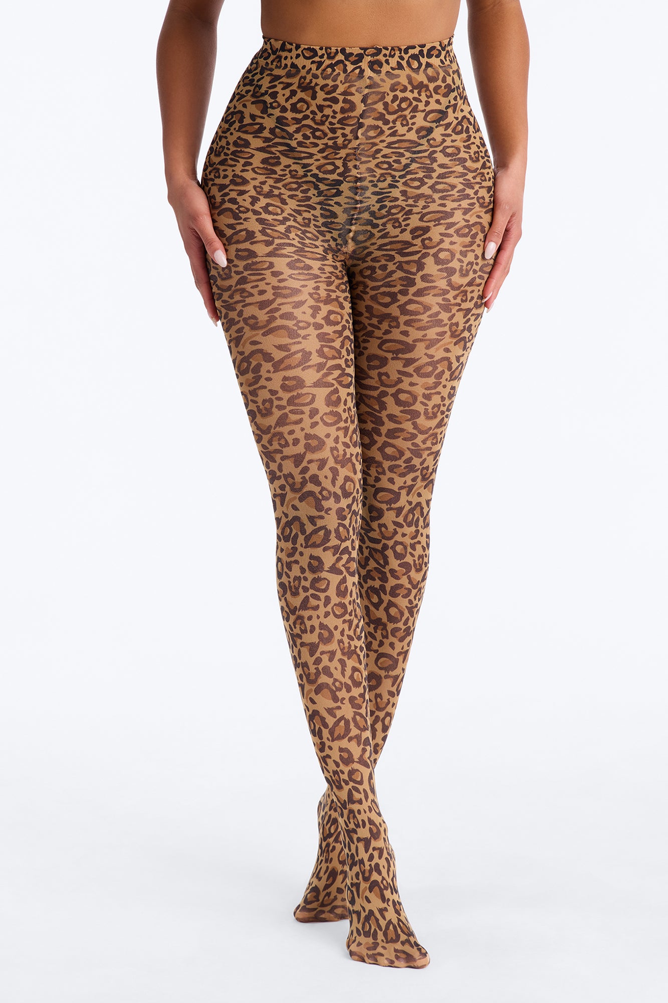 Nyla Leopard Print Tights - Orange/combo