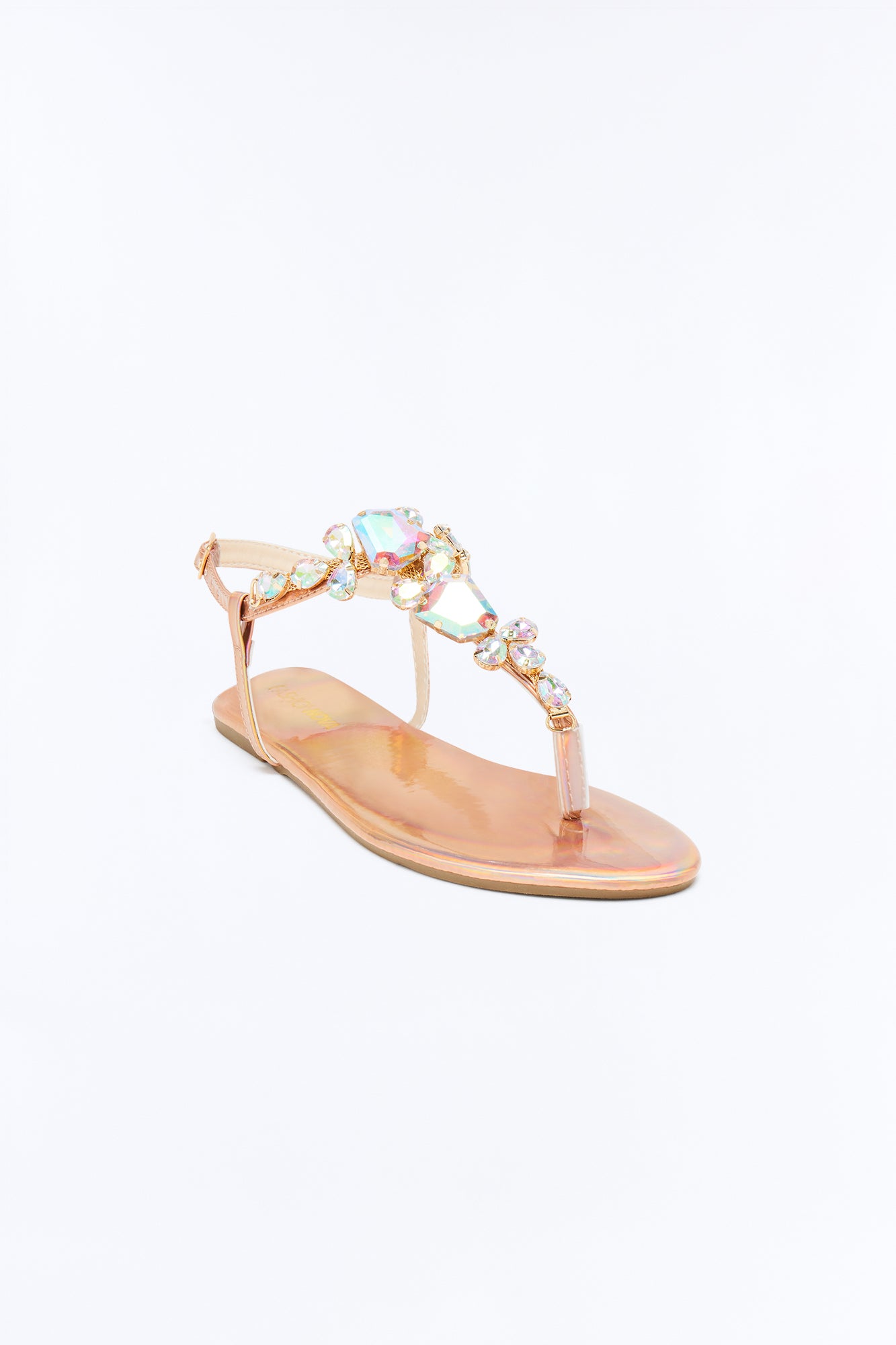 Keepin' Us Together Embellished Sandals - Rose Gold