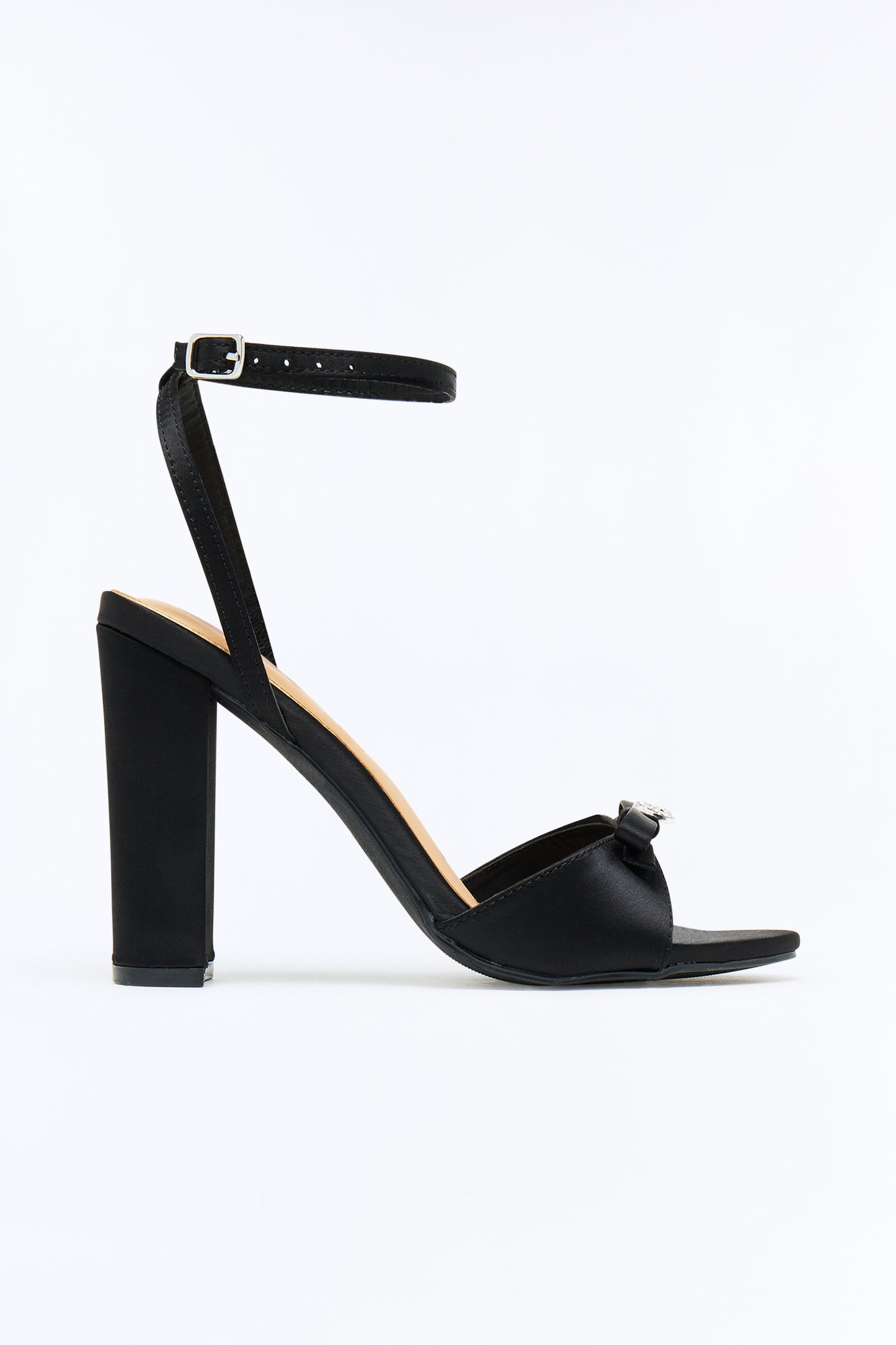 Nikki Satin Bow Heels - Black