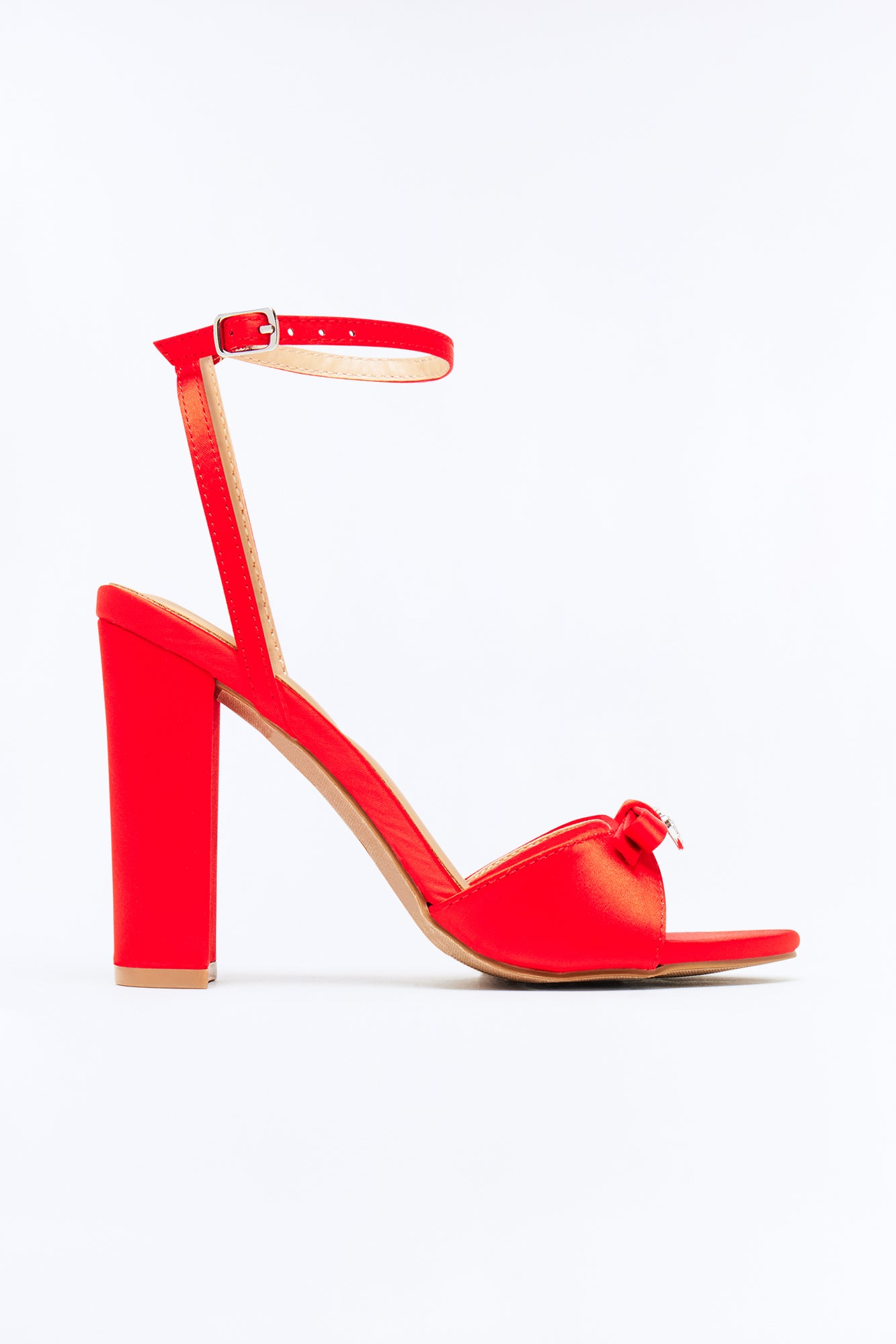 Nikki Satin Bow Heels - Red