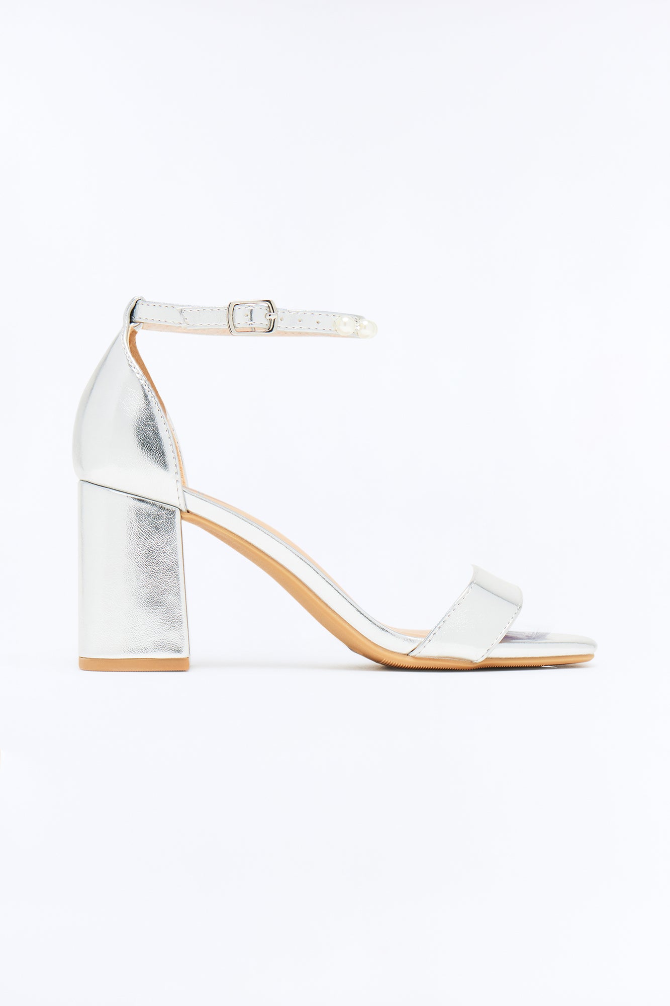 Sophia Peal Block Heels - Silver