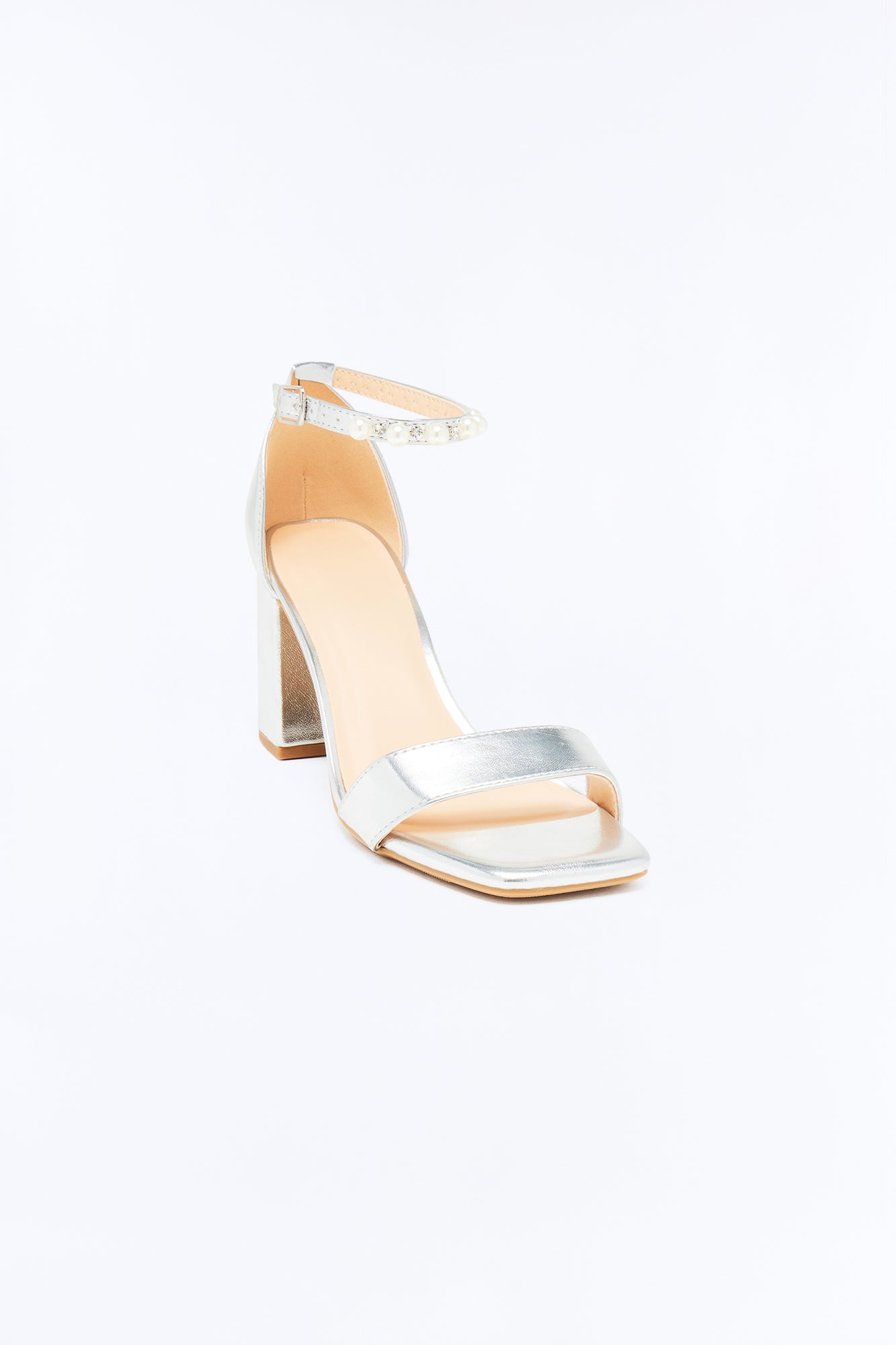Sophia Peal Block Heels - Silver
